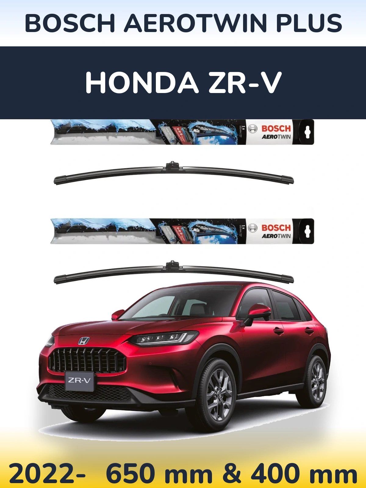 Komplet przednich wycieraczek BOSCH AeroTwin Plus 650 & 400 mm do Honda ZR-V 2022-2026