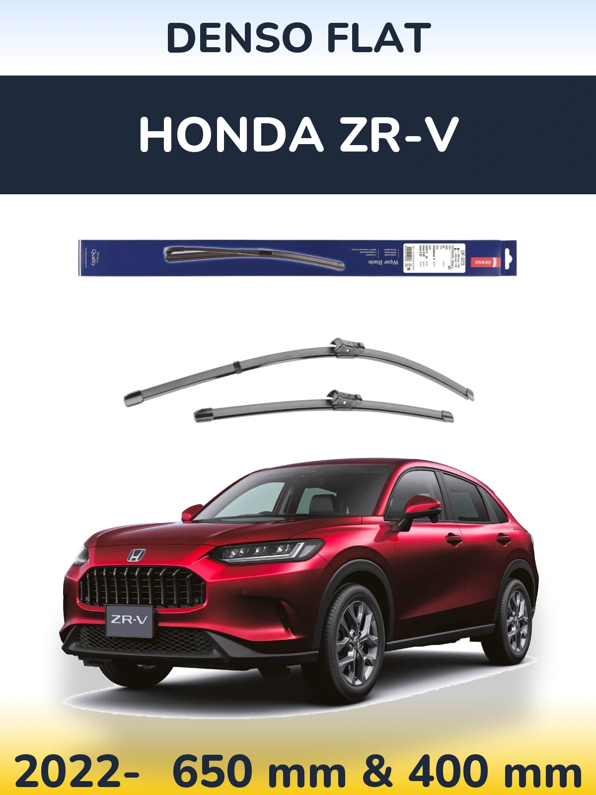 Front wiper blade set Denso Flat 650 & 400 mm for Honda ZR-V 2022-2026