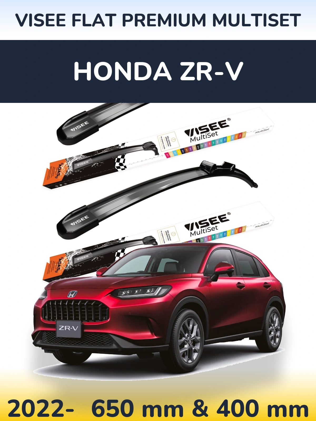 Front wiper blade set VISEE FLAT PREMIUM MultiSet 650 & 400 mm for Honda ZR-V 2022-2026