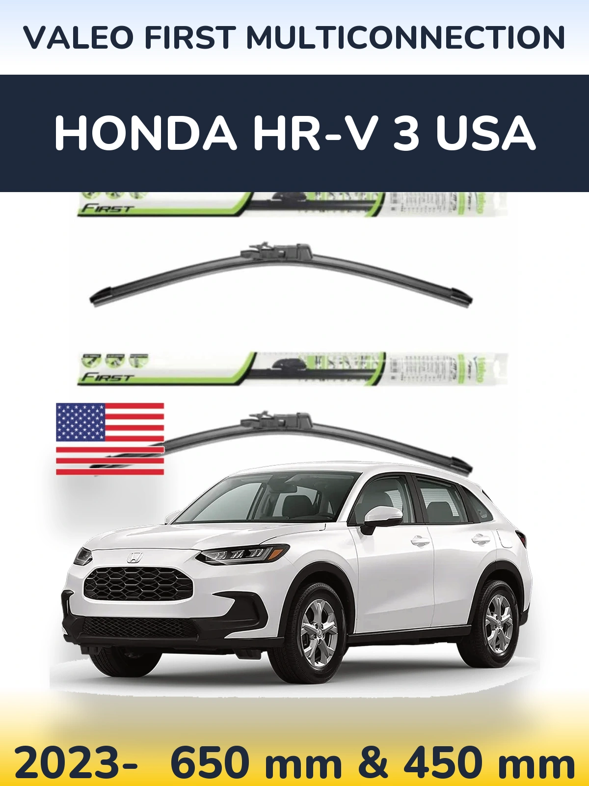 Komplet przednich wycieraczek Valeo First MultiConnection 650 & 450 mm do Honda HR-V 3 USA 2023-2026