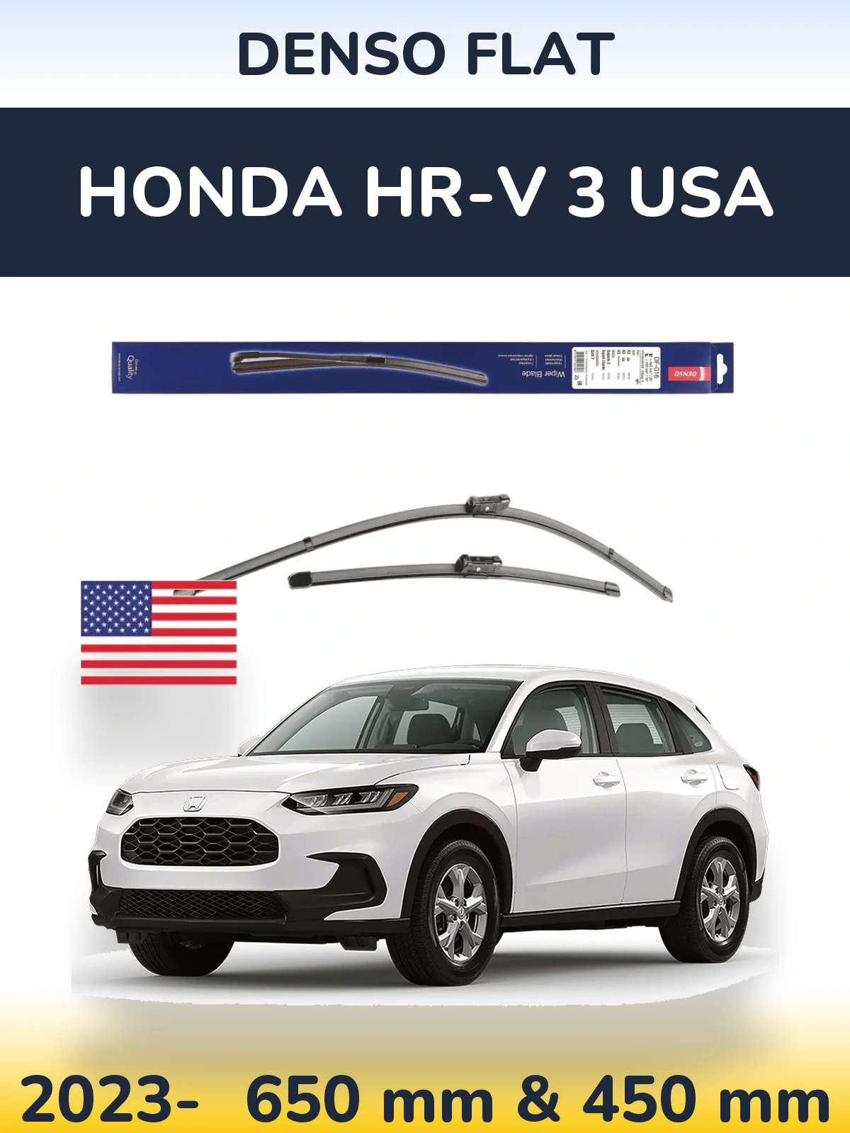 Komplet przednich wycieraczek Denso Flat 650 & 450 mm do Honda HR-V 3 USA 2023-2026