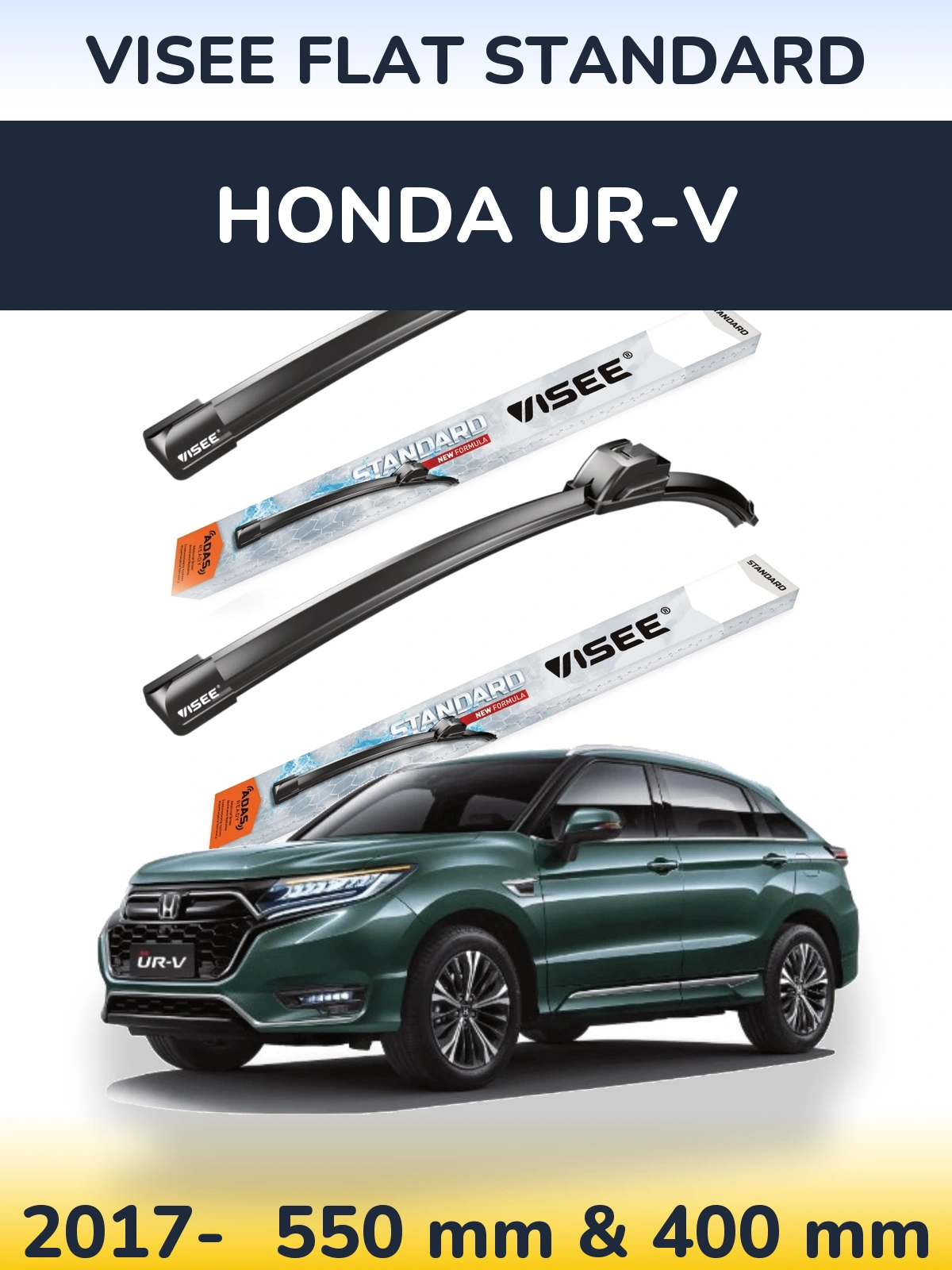 Komplet przednich wycieraczek VISEE FLAT STANDARD 550 & 400 mm do Honda UR-V 2017-2026