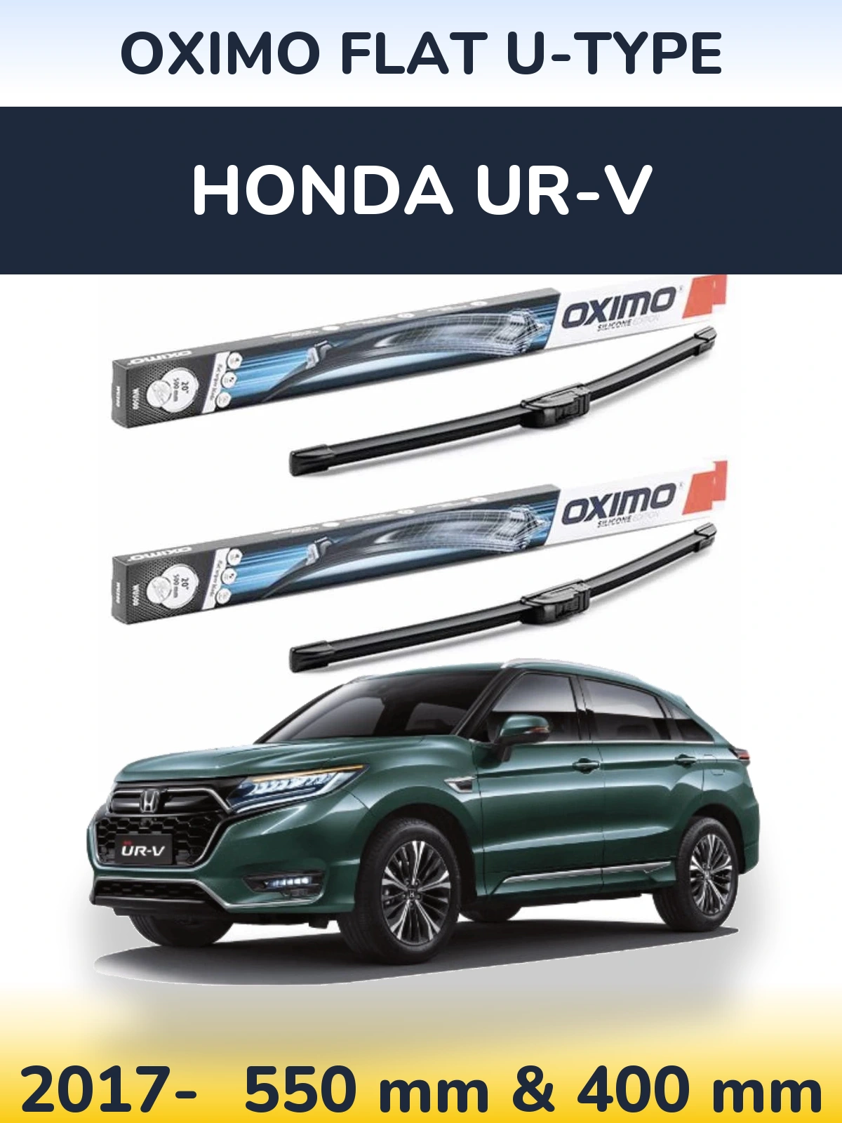 Комплект передних дворников Oximo Flat U-type 550 & 400 мм для Honda UR-V 2017-2026