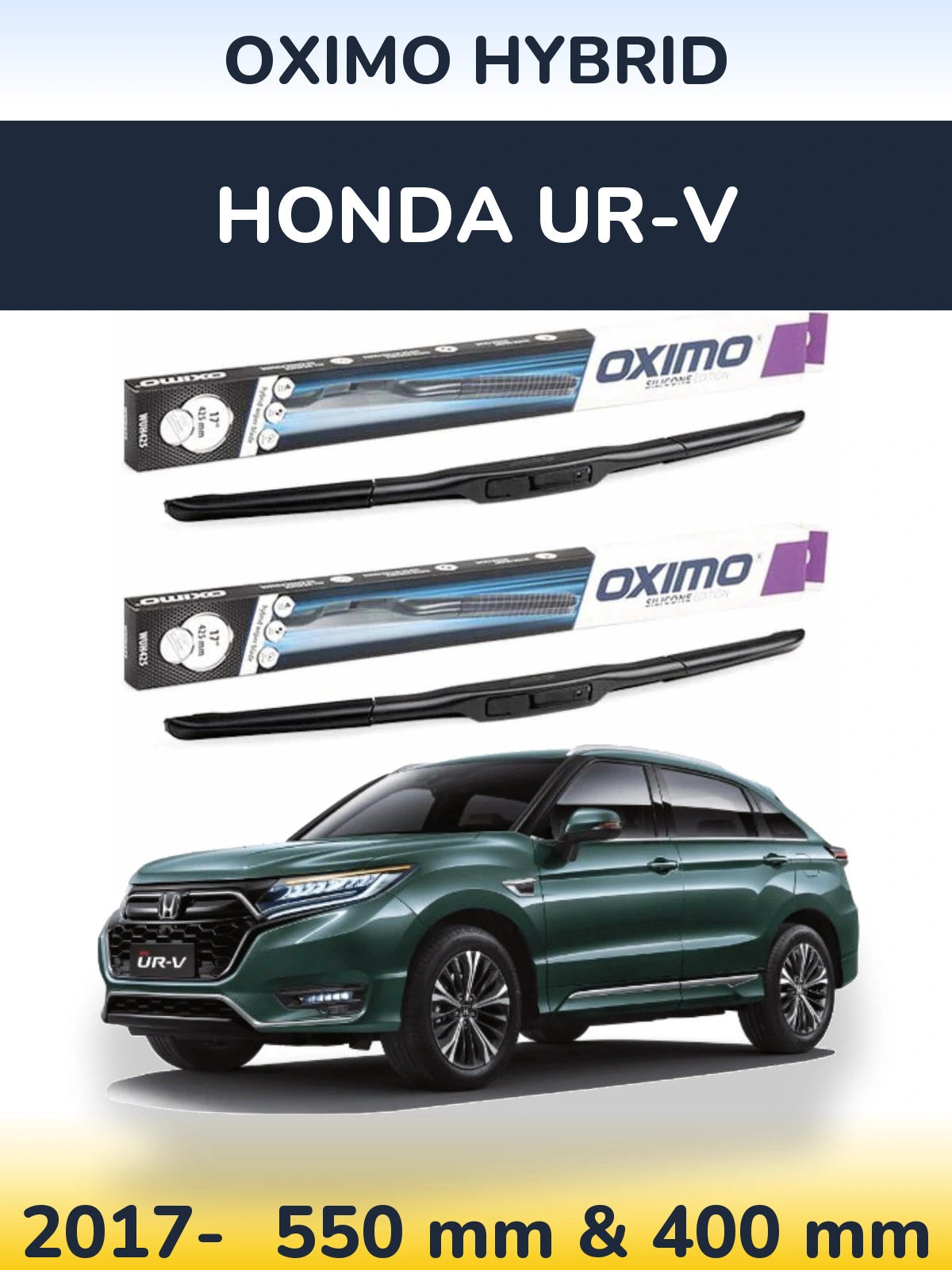Комплект передних дворников Oximo Hybrid 550 & 400 мм для Honda UR-V 2017-2026
