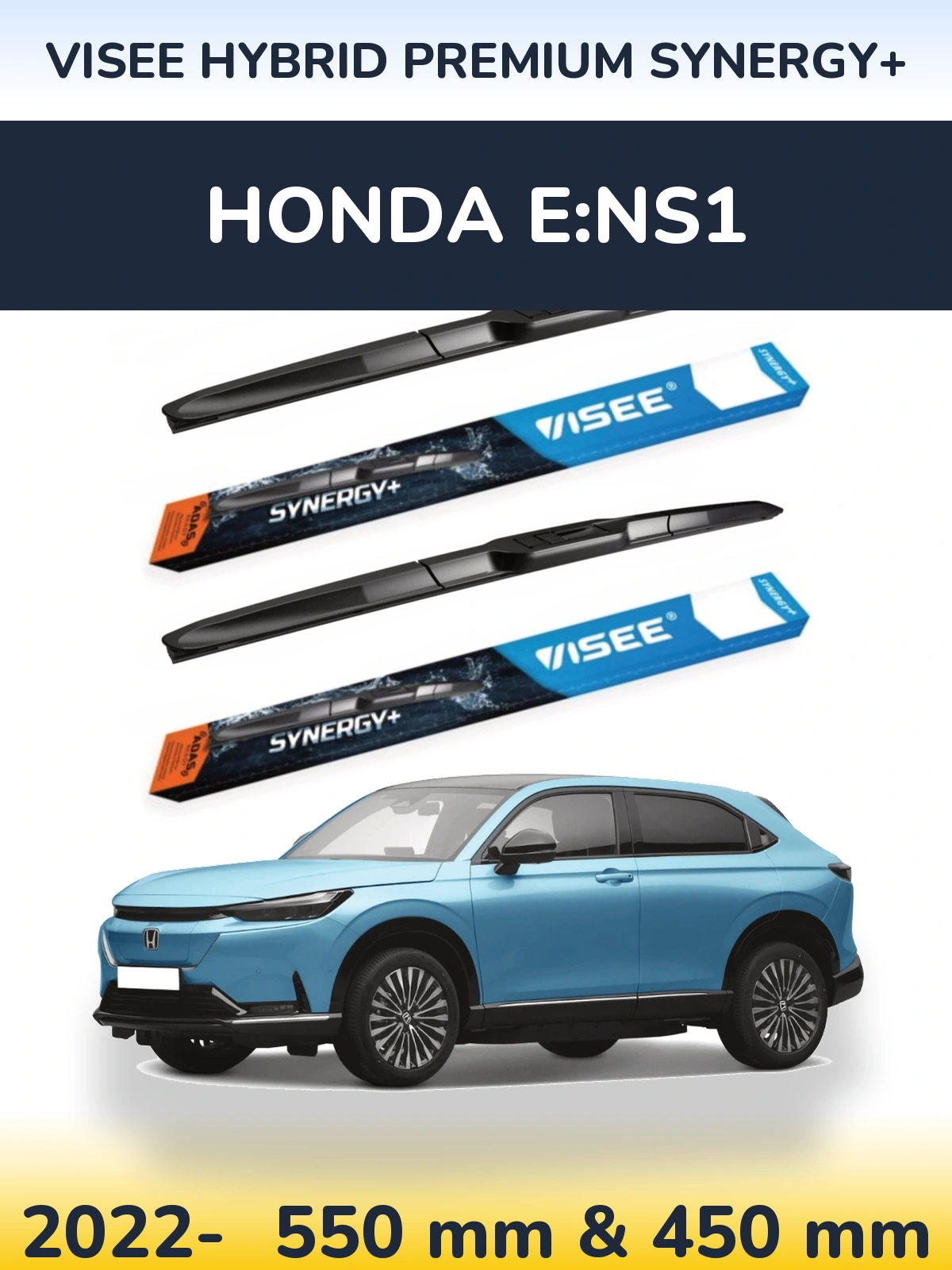 Комплект передних дворников VISEE HYBRID PREMIUM SYNERGY+ 550 & 450 мм для Honda e:NS1 2022-2026