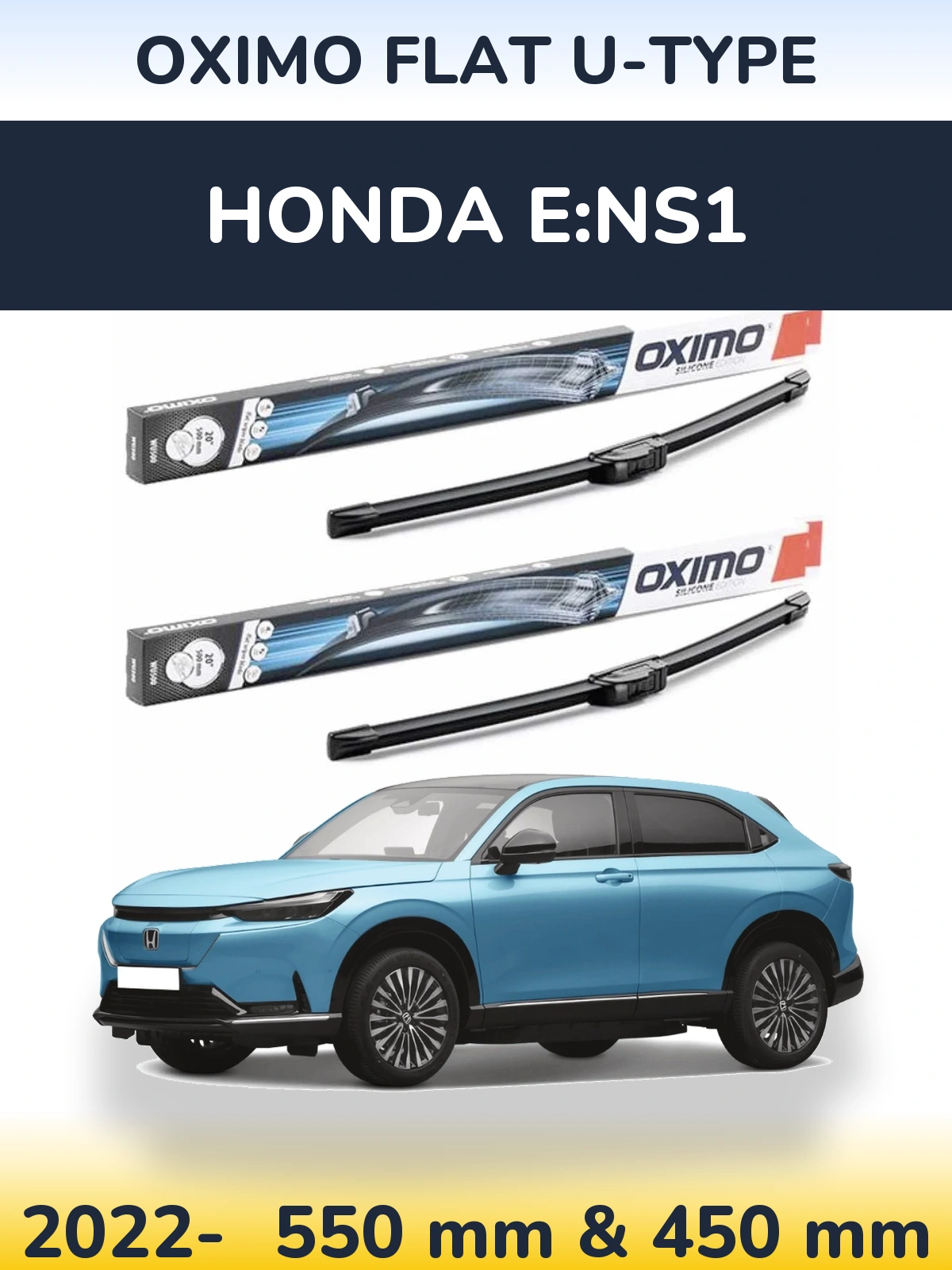 Комплект передних дворников Oximo Flat U-type 550 & 450 мм для Honda e:NS1 2022-2026