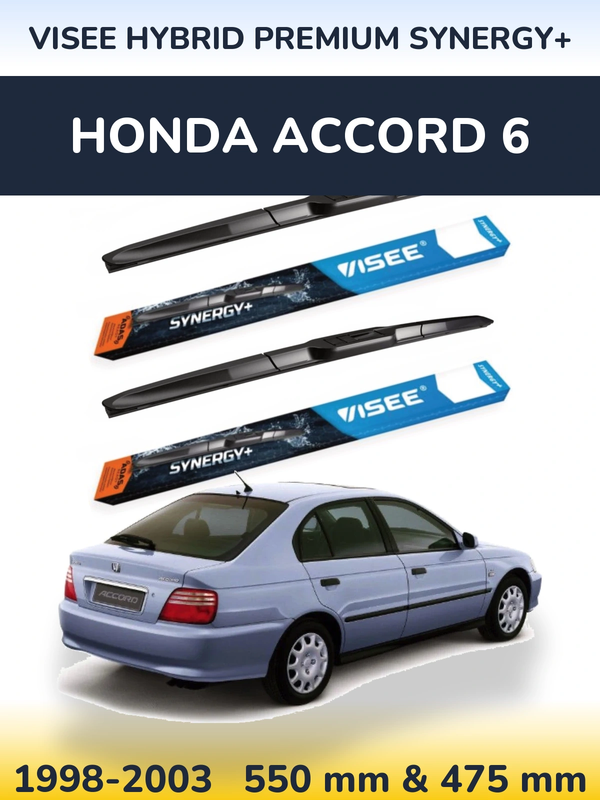 Komplet przednich wycieraczek VISEE HYBRID PREMIUM SYNERGY+ 550 & 475 mm do Honda Accord 6 1998-2003