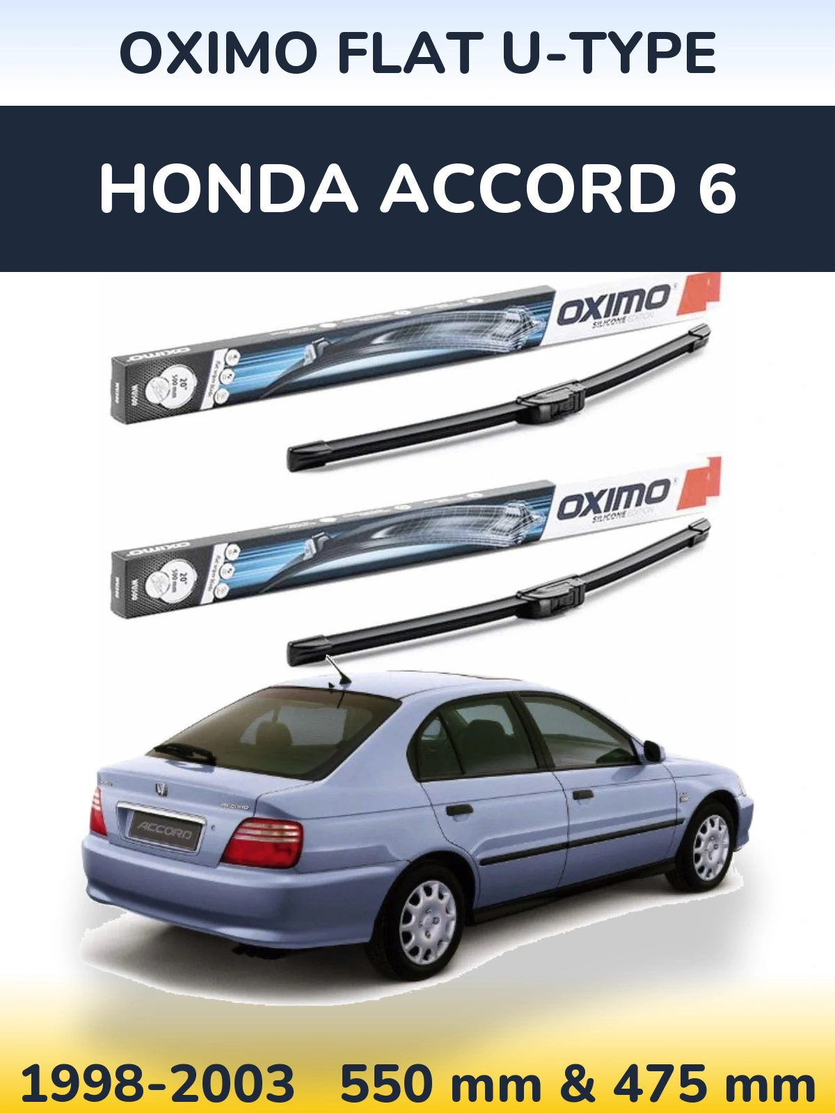 Komplet przednich wycieraczek Oximo Flat U-type 550 & 475 mm do Honda Accord 6 1998-2003