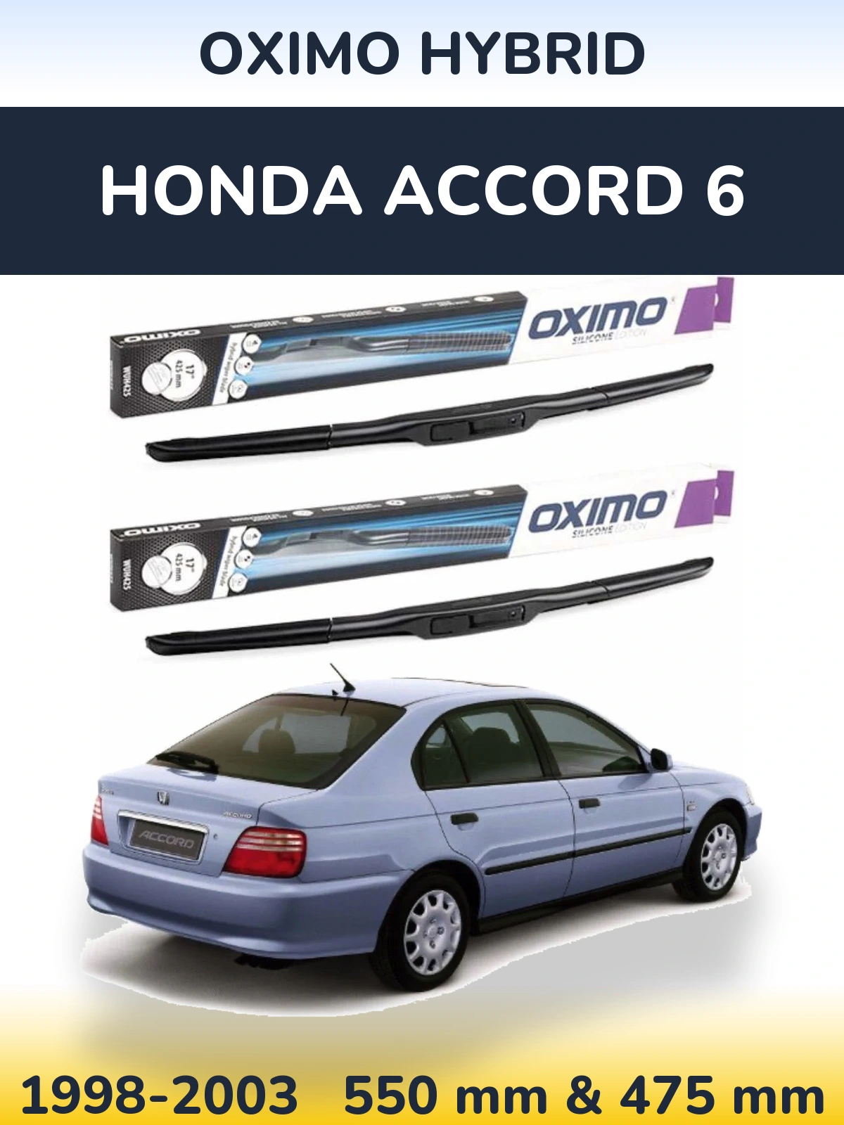 Komplet przednich wycieraczek Oximo Hybrid 550 & 475 mm do Honda Accord 6 1998-2003