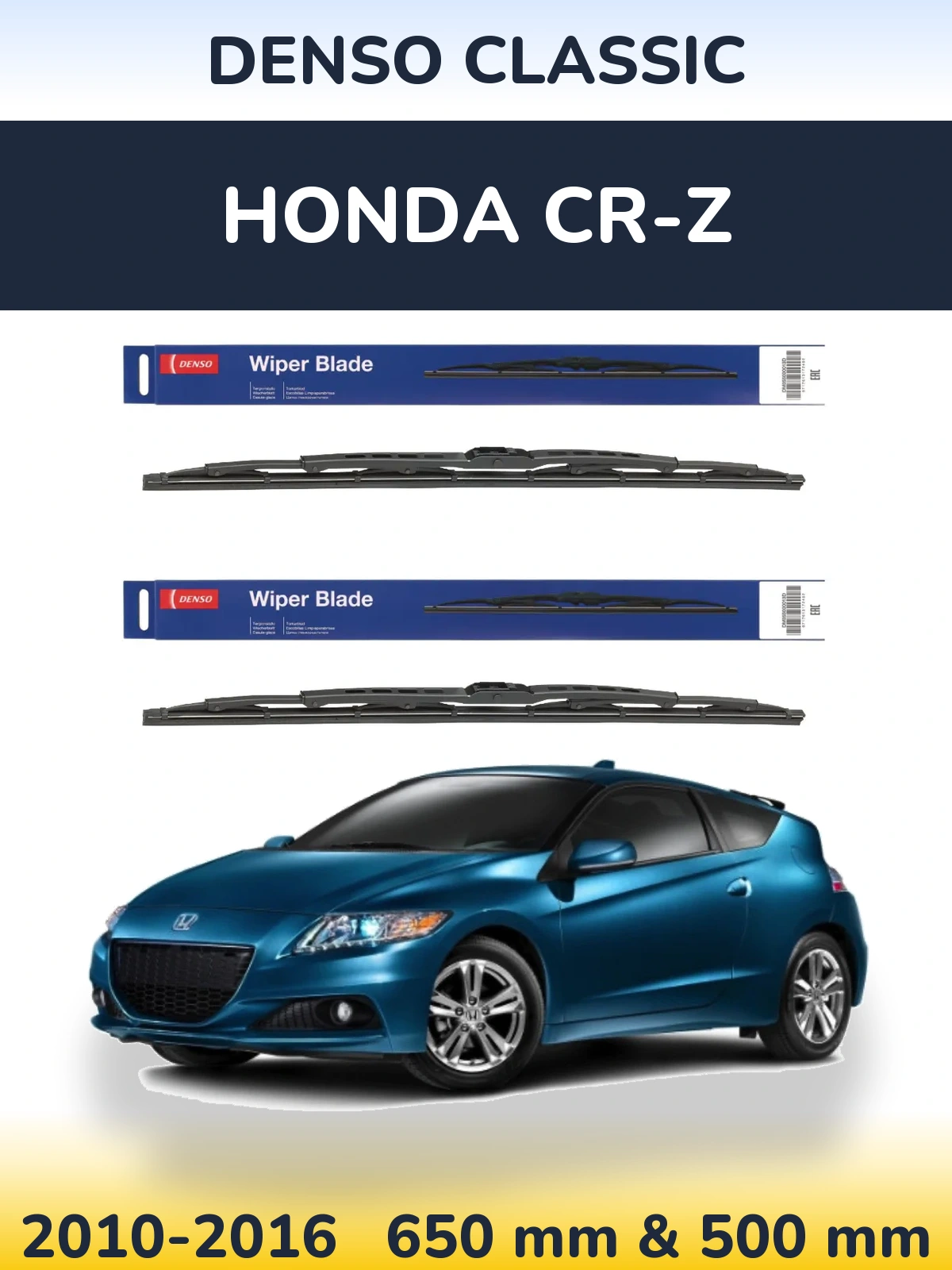 Komplet przednich wycieraczek Denso Classic 650 & 500 mm do Honda CR-Z 2010-2016