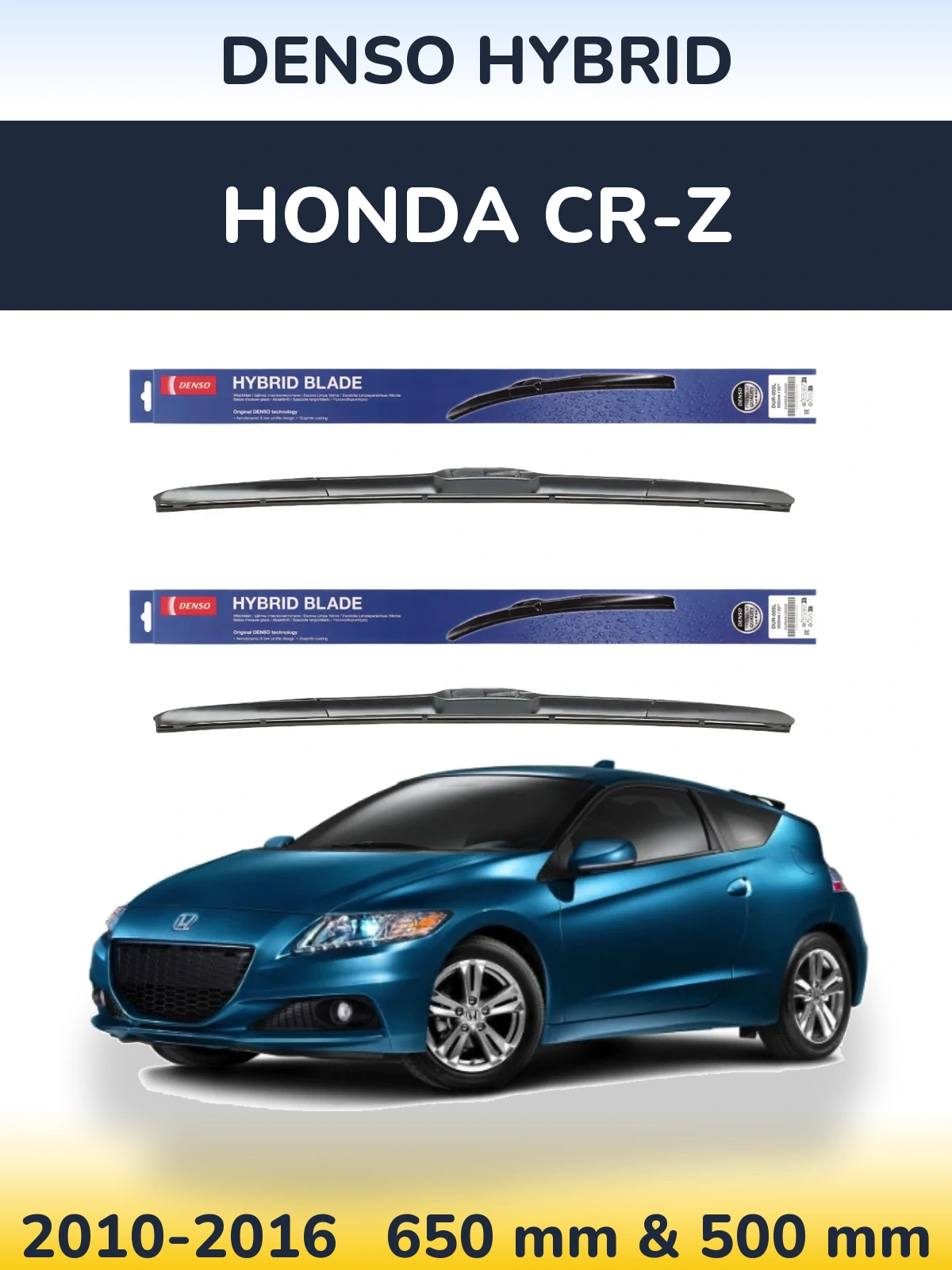Komplet przednich wycieraczek Denso Hybrid 650 & 500 mm do Honda CR-Z 2010-2016
