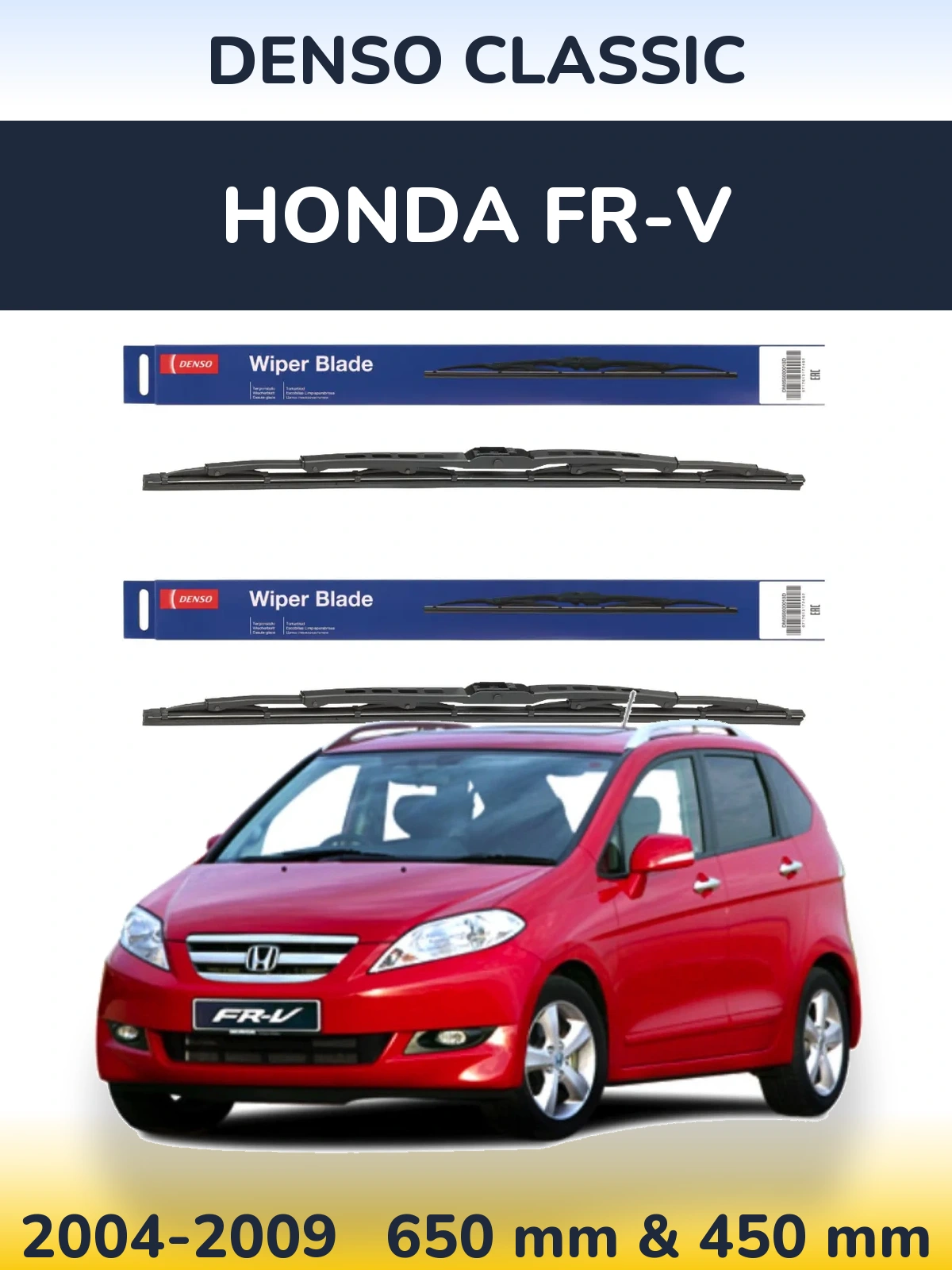 Komplet przednich wycieraczek Denso Classic 650 & 450 mm do Honda FR-V 2004-2009