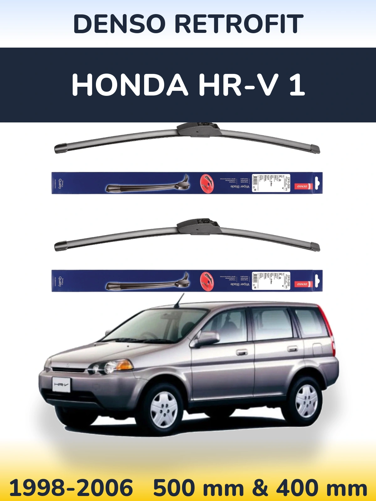 Komplet przednich wycieraczek Denso Retrofit 500 & 400 mm do Honda HR-V 1 1998-2006