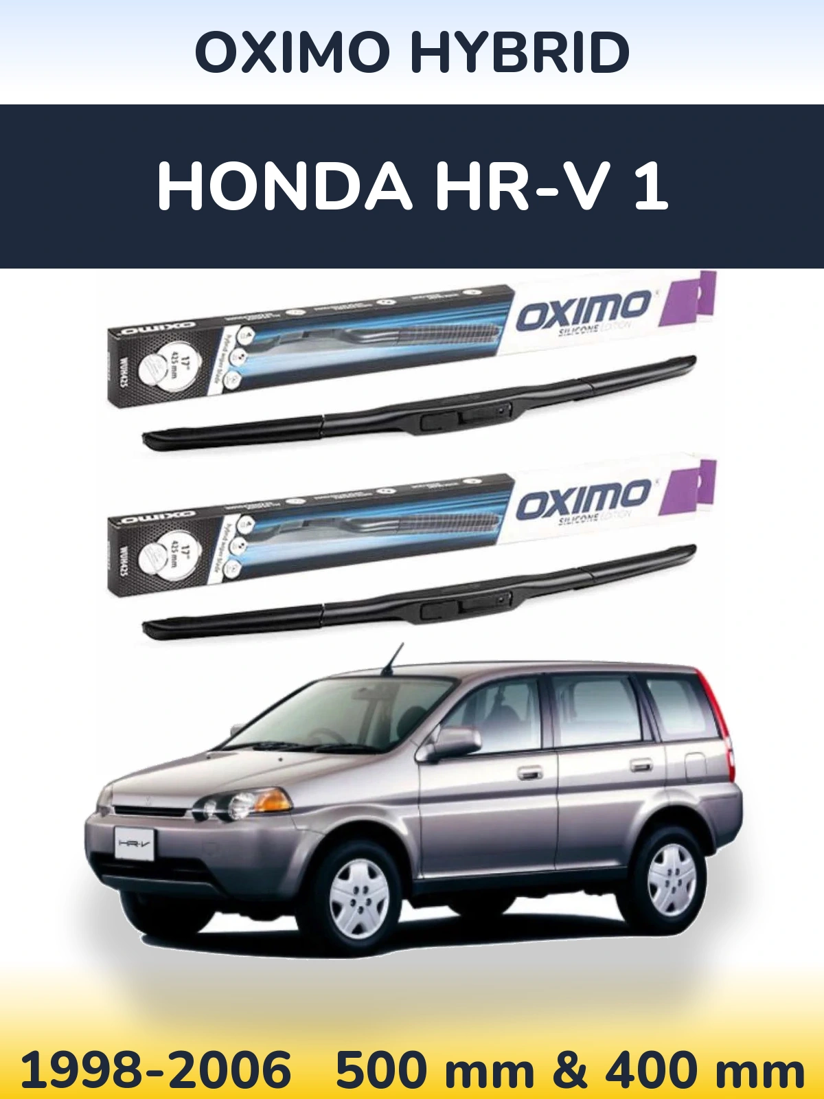Komplet przednich wycieraczek Oximo Hybrid 500 & 400 mm do Honda HR-V 1 1998-2006