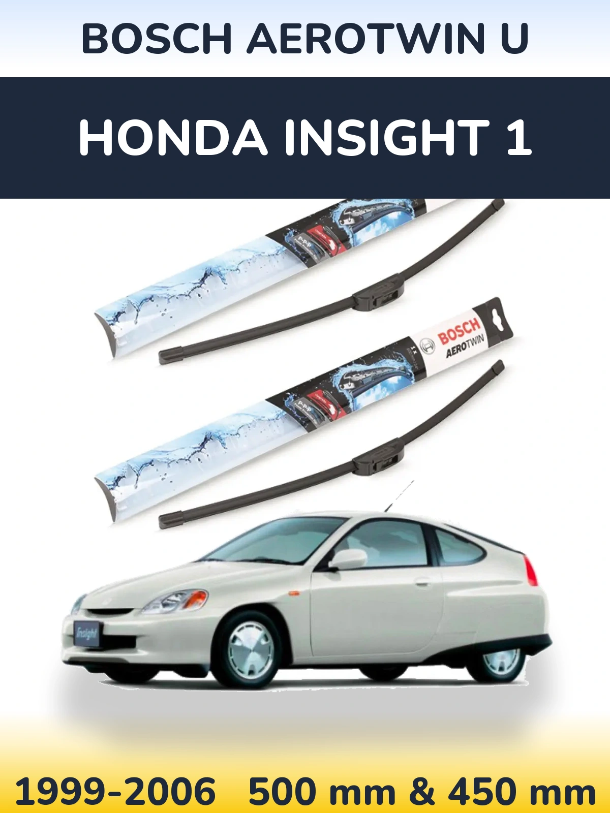 Komplet przednich wycieraczek BOSCH AeroTwin U 500 & 450 mm do Honda Insight 1 1999-2006