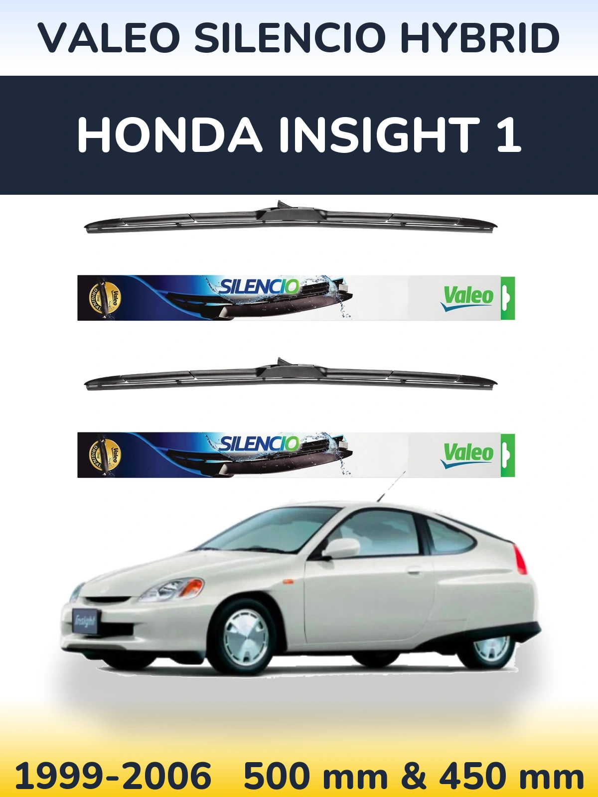 Комплект передних дворников Valeo Silencio Hybrid 500 & 450 мм для Honda Insight 1 1999-2006