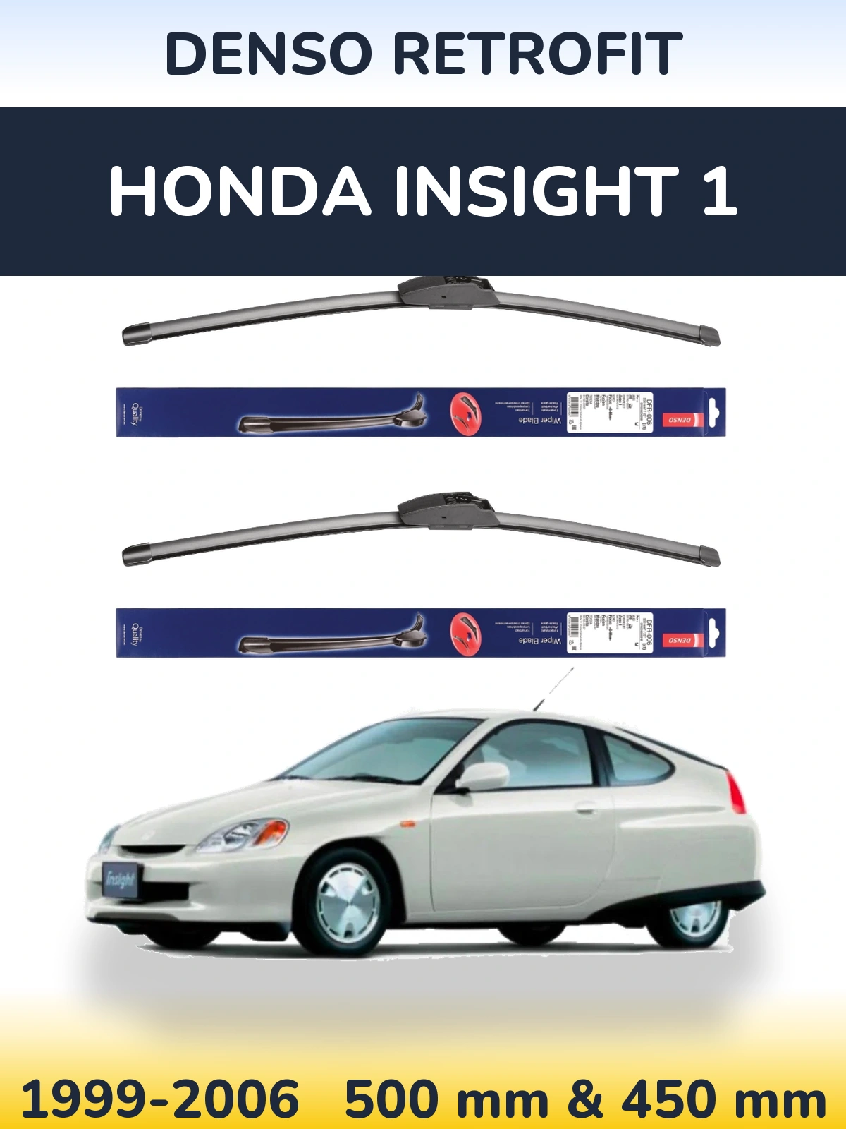 Komplet przednich wycieraczek Denso Retrofit 500 & 450 mm do Honda Insight 1 1999-2006