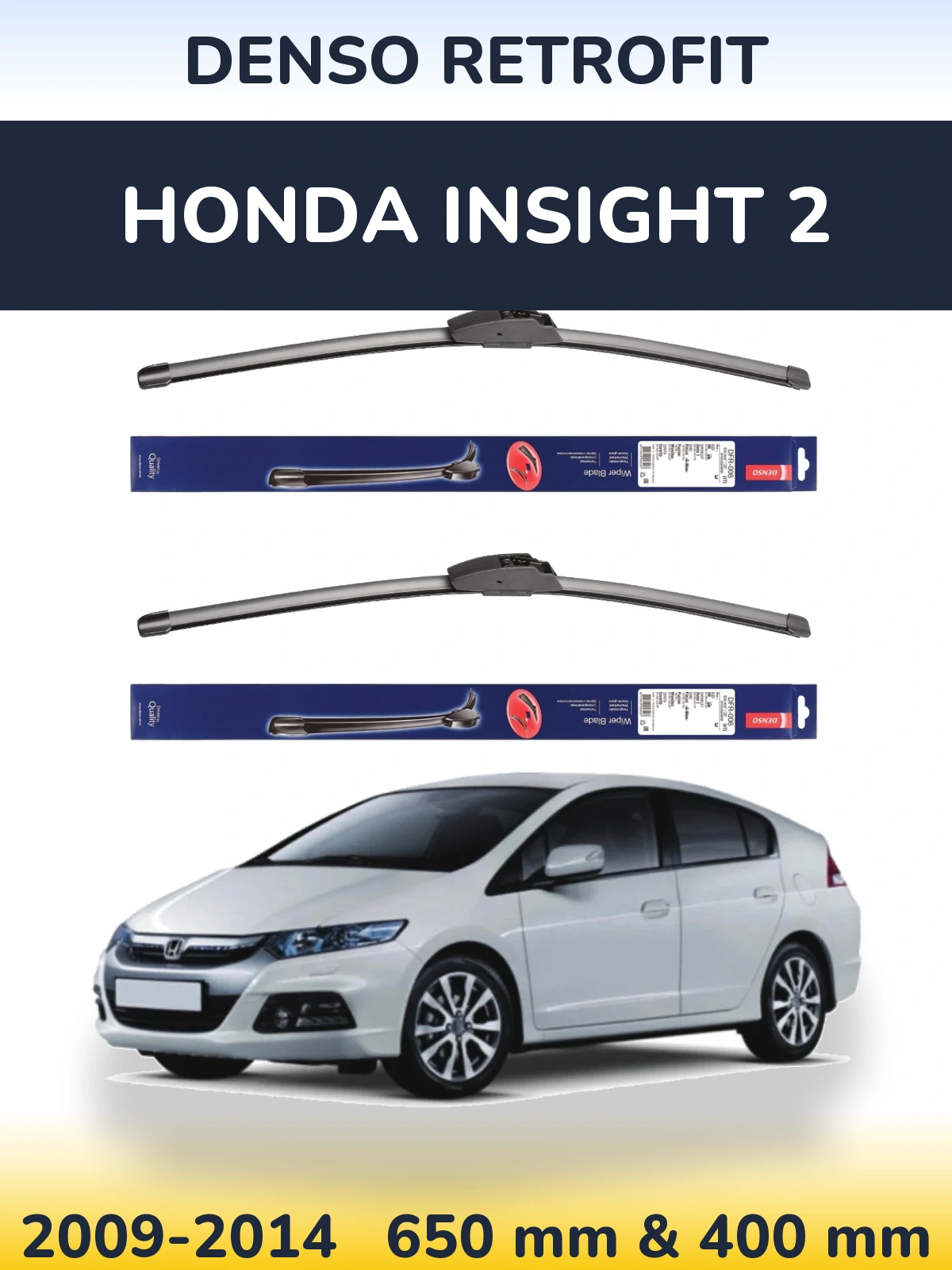 Komplet przednich wycieraczek Denso Retrofit 650 & 400 mm do Honda Insight 2 2009-2014