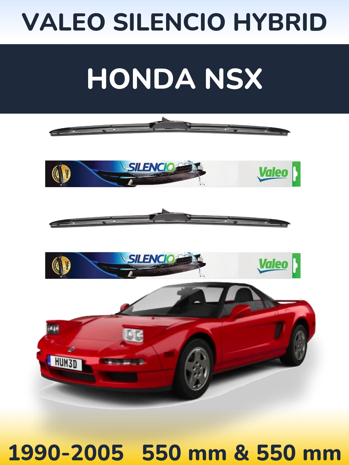Комплект передних дворников Valeo Silencio Hybrid 550 & 550 мм для Honda NSX 1990-2005