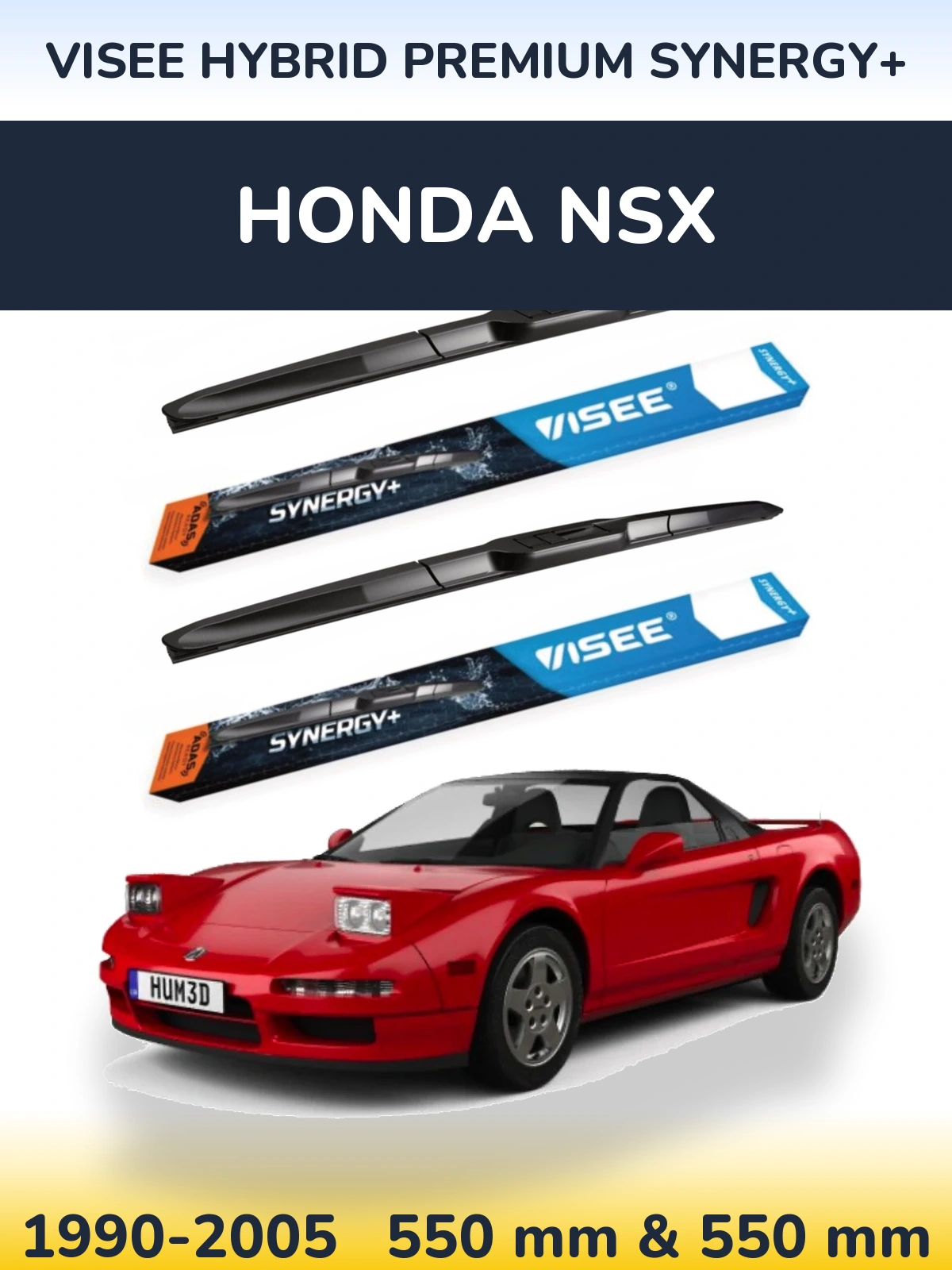 Komplet przednich wycieraczek VISEE HYBRID PREMIUM SYNERGY+ 550 & 550 mm do Honda NSX 1990-2005