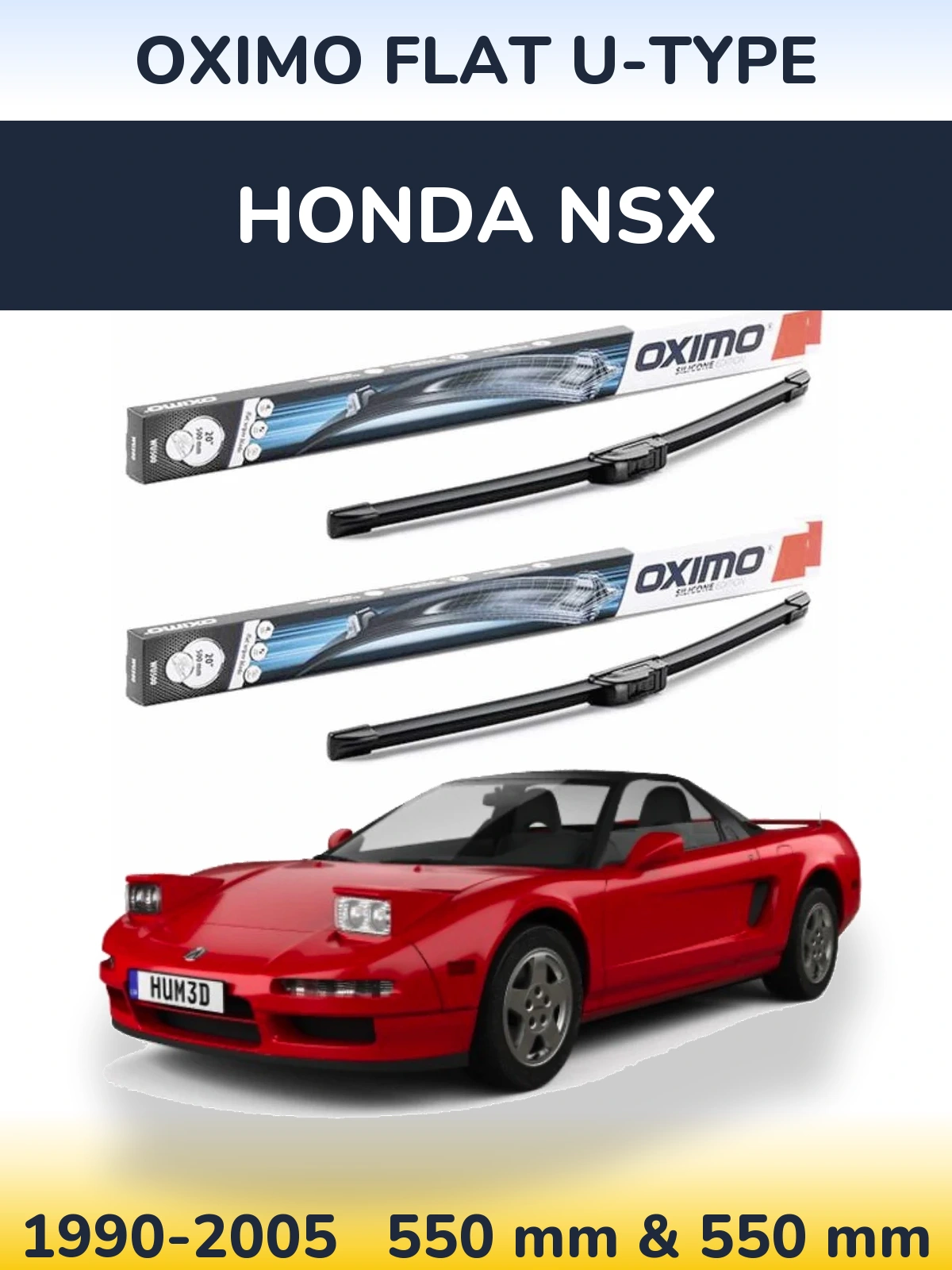 Комплект передних дворников Oximo Flat U-type 550 & 550 мм для Honda NSX 1990-2005