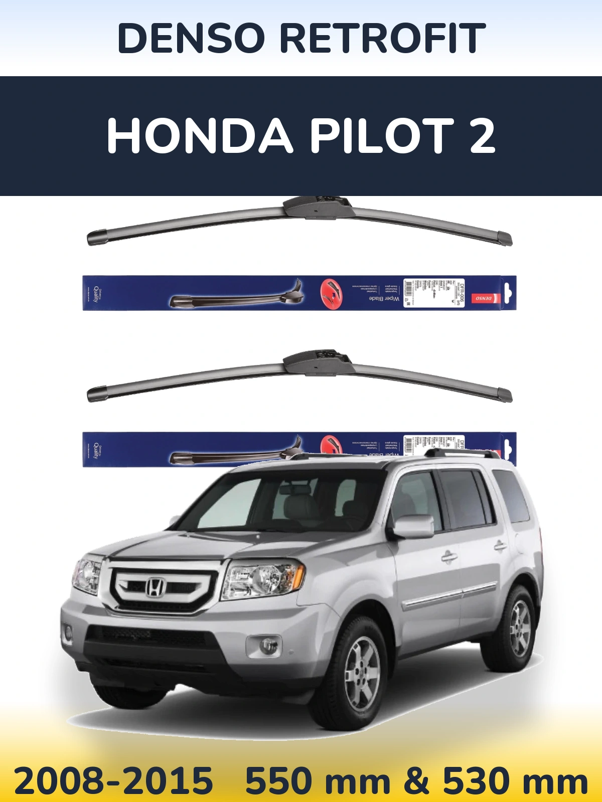 Komplet przednich wycieraczek Denso Retrofit 550 & 530 mm do Honda Pilot 2 2008-2015