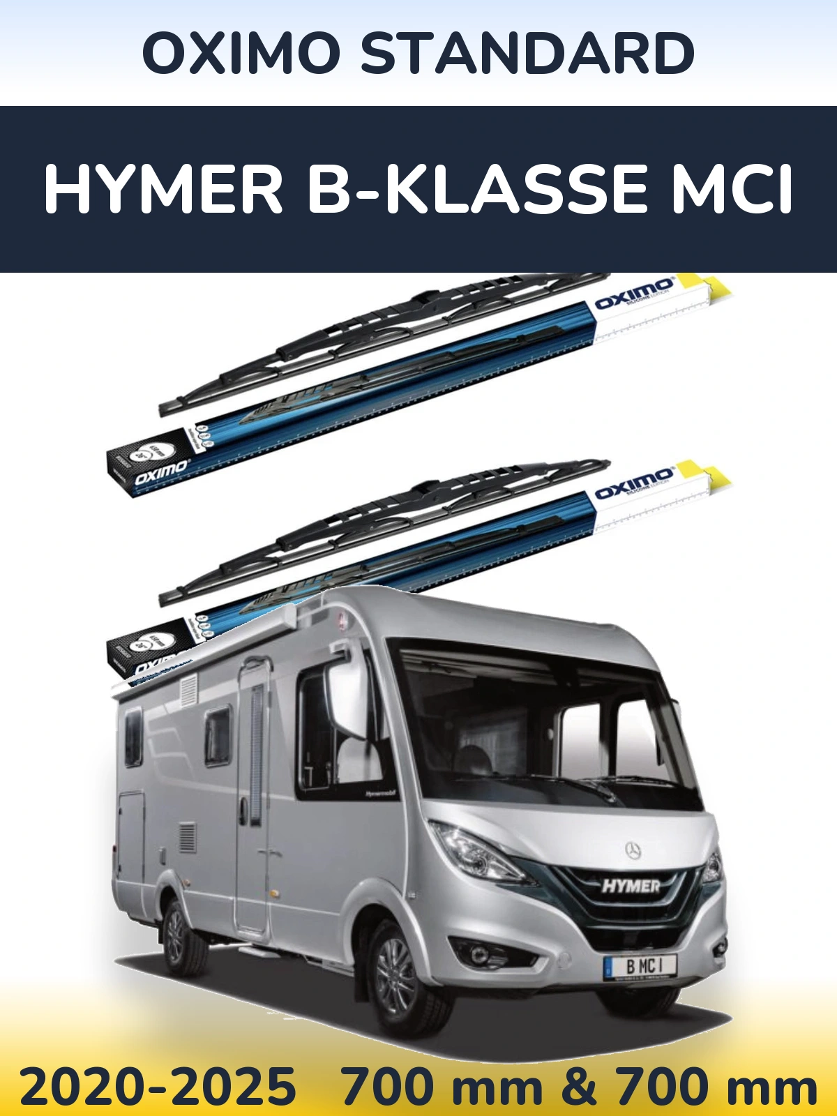 Комплект передних дворников Oximo Standard 700 & 700 мм для HYMER B-Klasse MCI 2020-2025