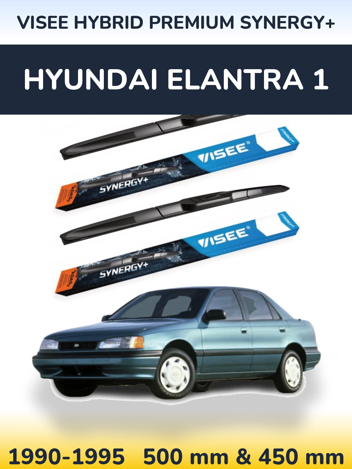 Komplet przednich wycieraczek VISEE HYBRID PREMIUM SYNERGY+ 500 & 450 mm do Hyundai Elantra 1 1990-1995