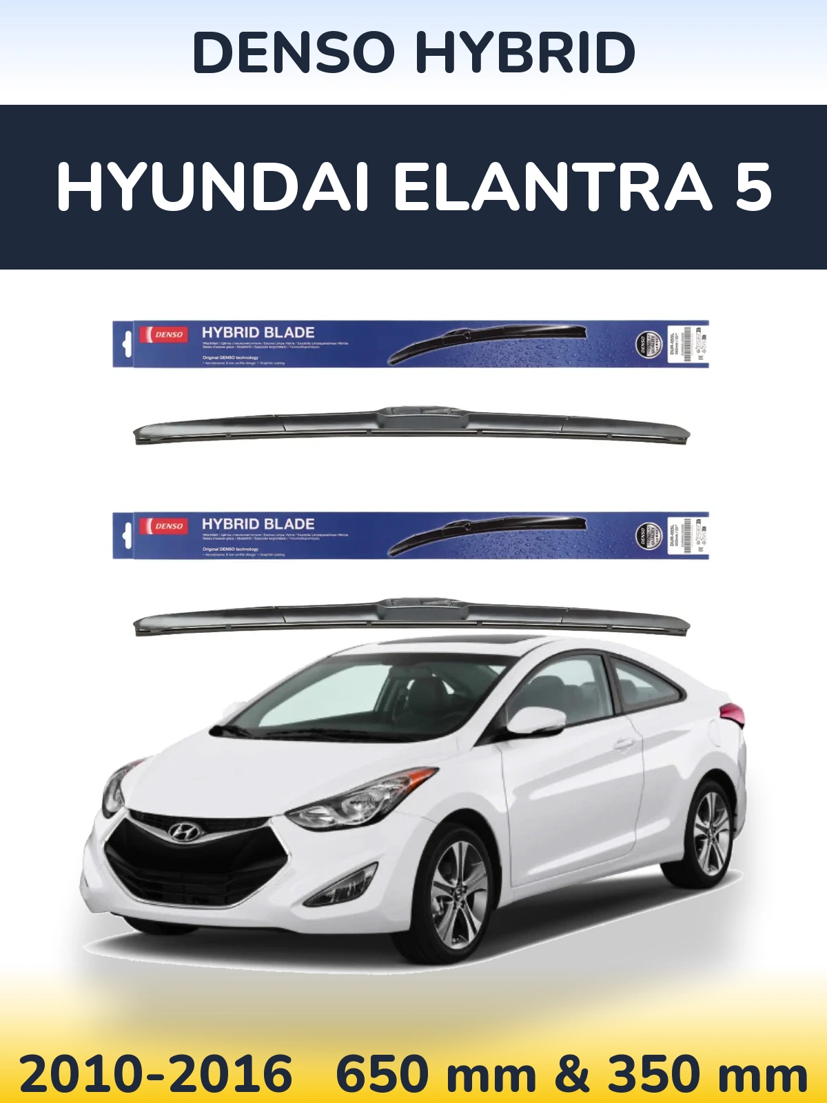 Komplet przednich wycieraczek Denso Hybrid 650 & 350 mm do Hyundai Elantra 5 2010-2016