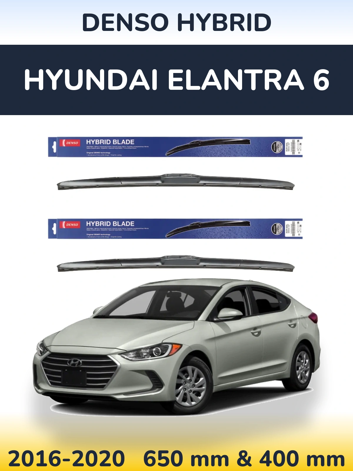 Komplet przednich wycieraczek Denso Hybrid 650 & 400 mm do Hyundai Elantra 6 2016-2020
