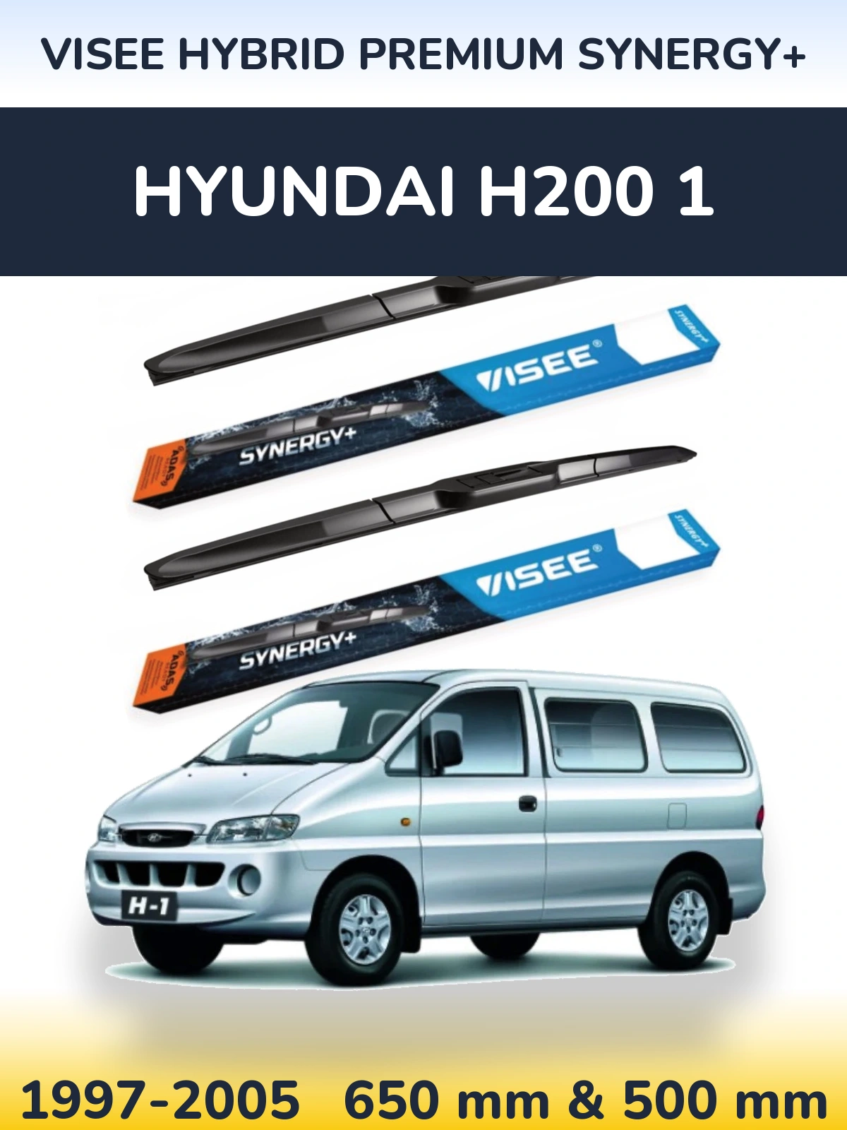 Комплект передних дворников VISEE HYBRID PREMIUM SYNERGY+ 650 & 500 мм для Hyundai H200 1 1997-2005