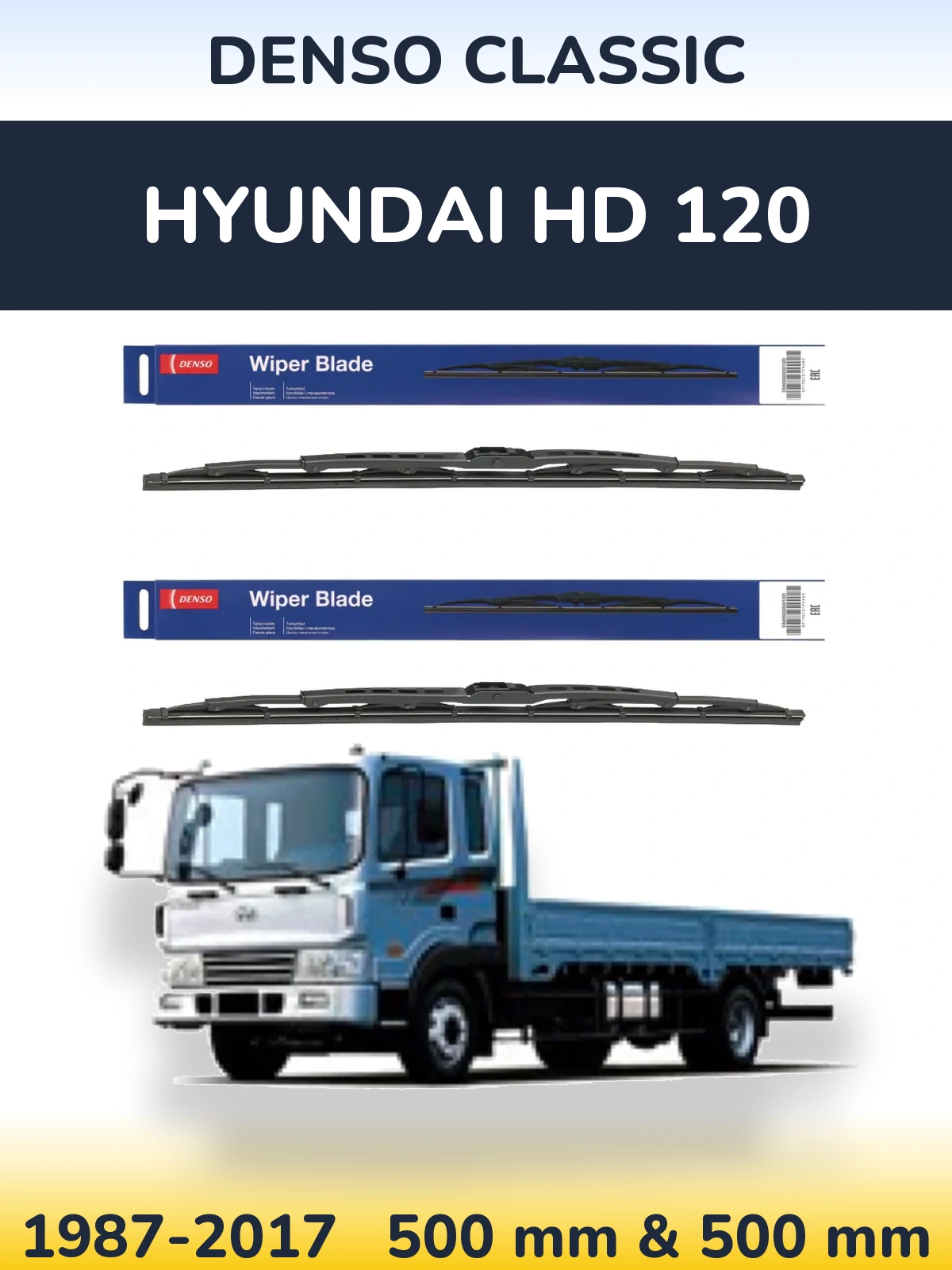 Komplet przednich wycieraczek Denso Classic 500 & 500 mm do Hyundai HD 120 1987-2017