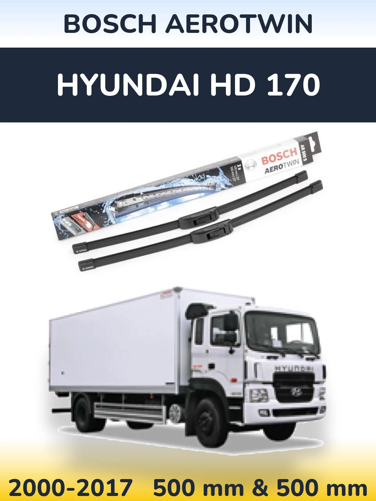 Komplet przednich wycieraczek BOSCH AeroTwin 500 & 500 mm do Hyundai HD 170 2000-2017
