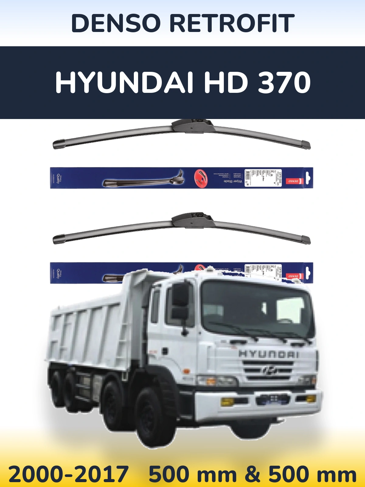 Комплект передних дворников Denso Retrofit 500 & 500 мм для Hyundai HD 370 2000-2017