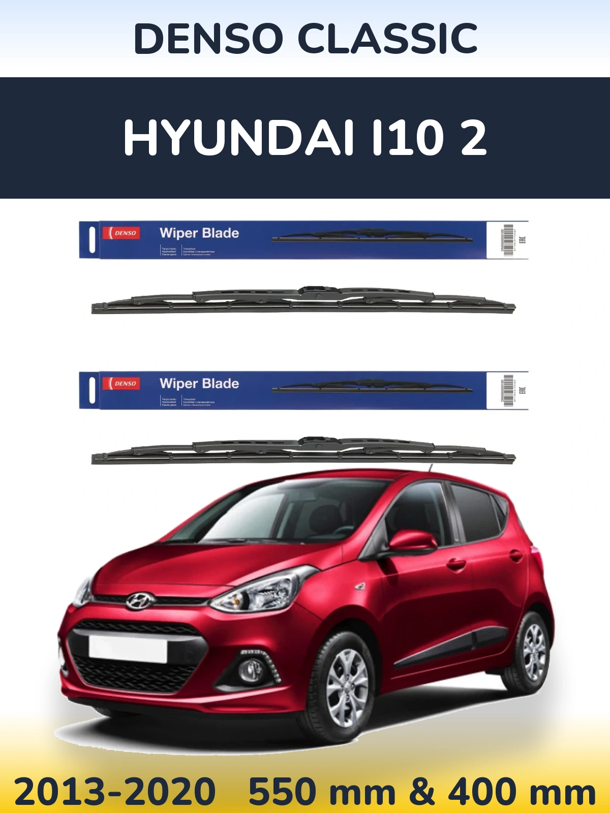 Komplet przednich wycieraczek Denso Classic 550 & 400 mm do Hyundai i10 2 2013-2020