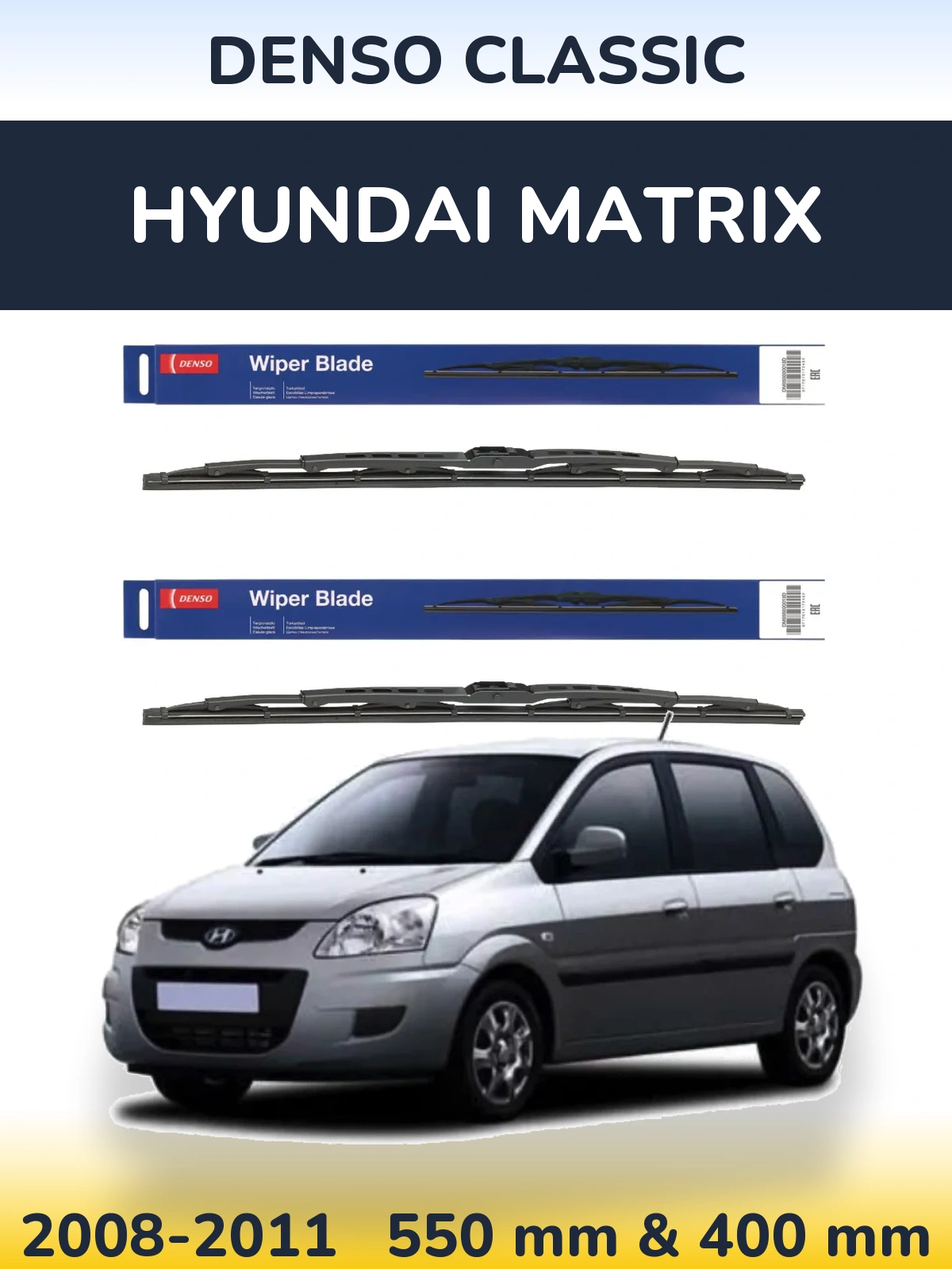 Komplet przednich wycieraczek Denso Classic 550 & 400 mm do Hyundai Matrix 2008-2011