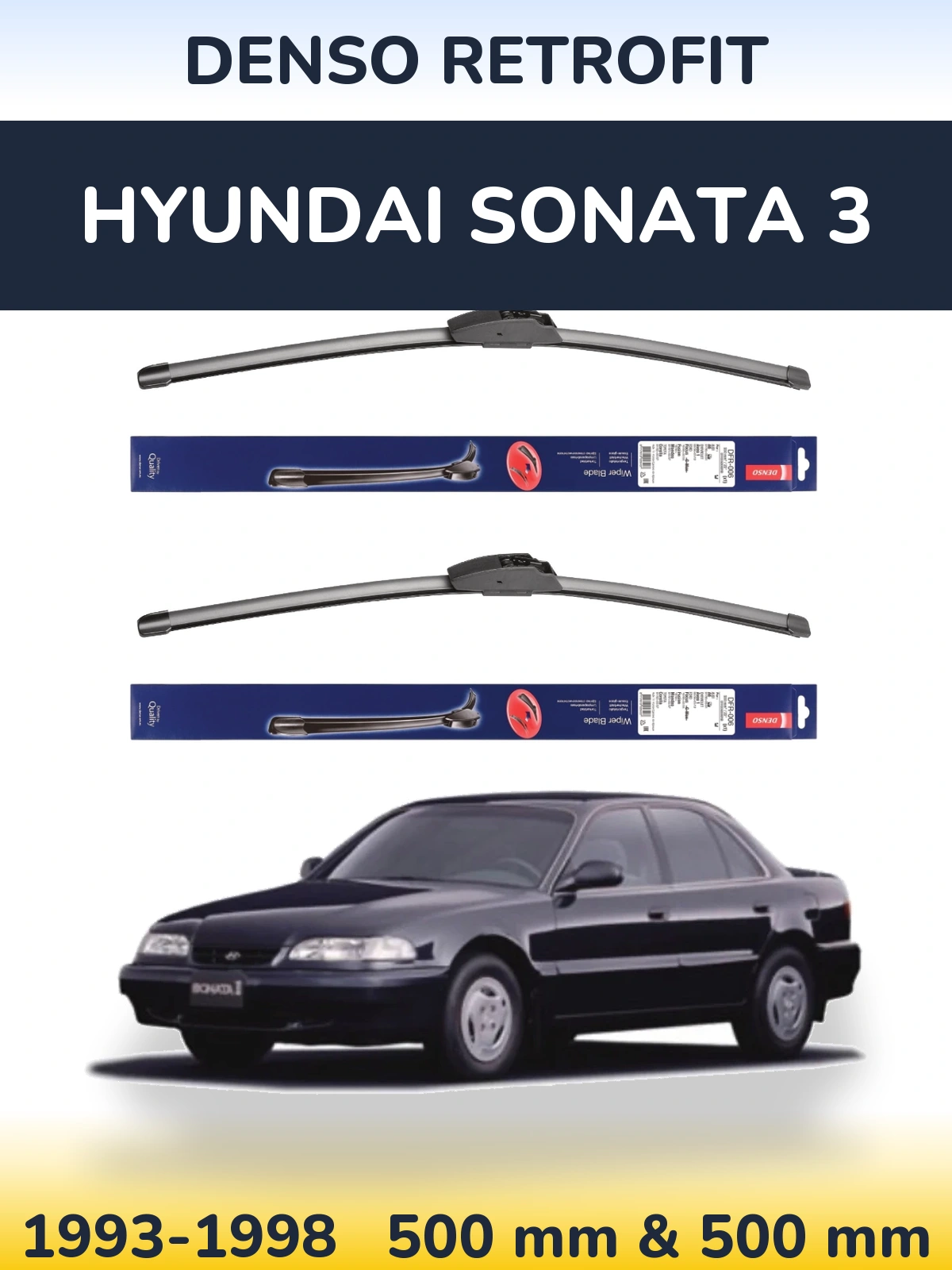 Комплект передних дворников Denso Retrofit 500 & 500 мм для Hyundai Sonata 3 1993-1998