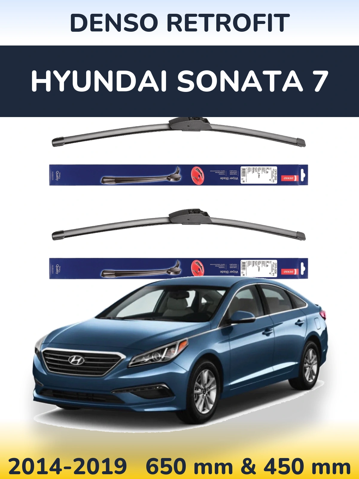 Komplet przednich wycieraczek Denso Retrofit 650 & 450 mm do Hyundai Sonata 7 2014-2019