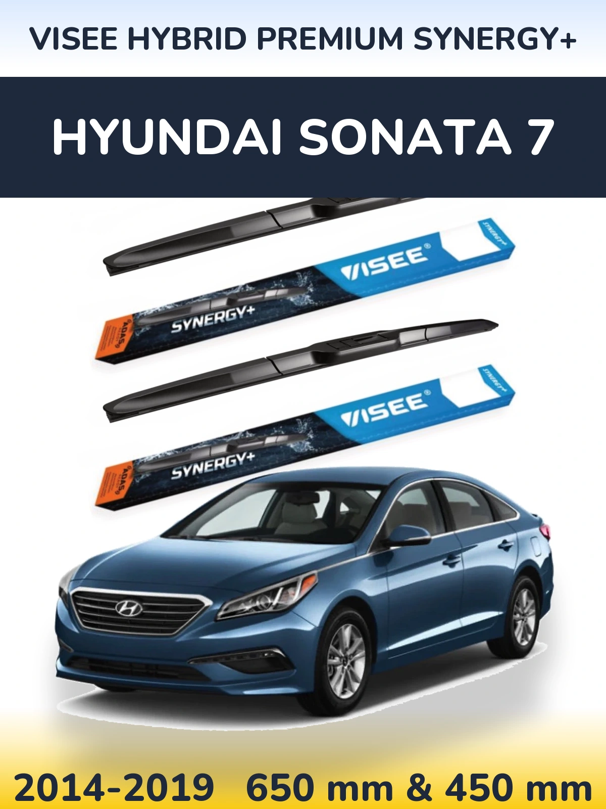 Komplet przednich wycieraczek VISEE HYBRID PREMIUM SYNERGY+ 650 & 450 mm do Hyundai Sonata 7 2014-2019
