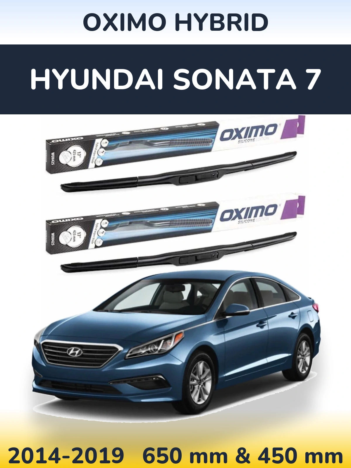 Komplet przednich wycieraczek Oximo Hybrid 650 & 450 mm do Hyundai Sonata 7 2014-2019