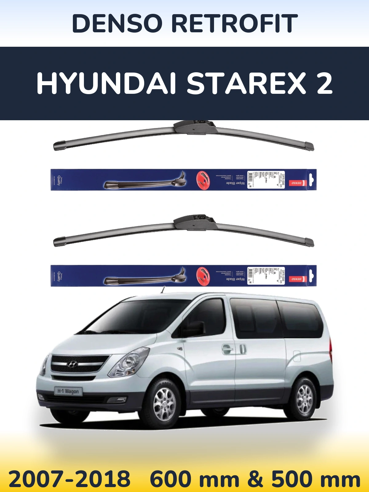 Комплект передних дворников Denso Retrofit 600 & 500 мм для Hyundai Starex 2 2007-2018