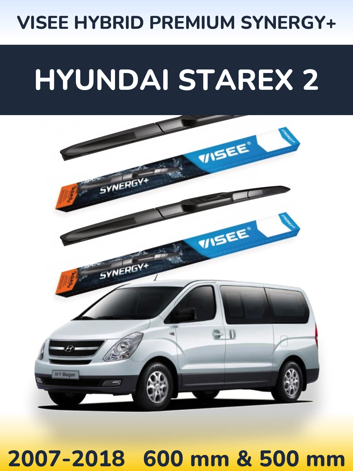 Komplet przednich wycieraczek VISEE HYBRID PREMIUM SYNERGY+ 600 & 500 mm do Hyundai Starex 2 2007-2018