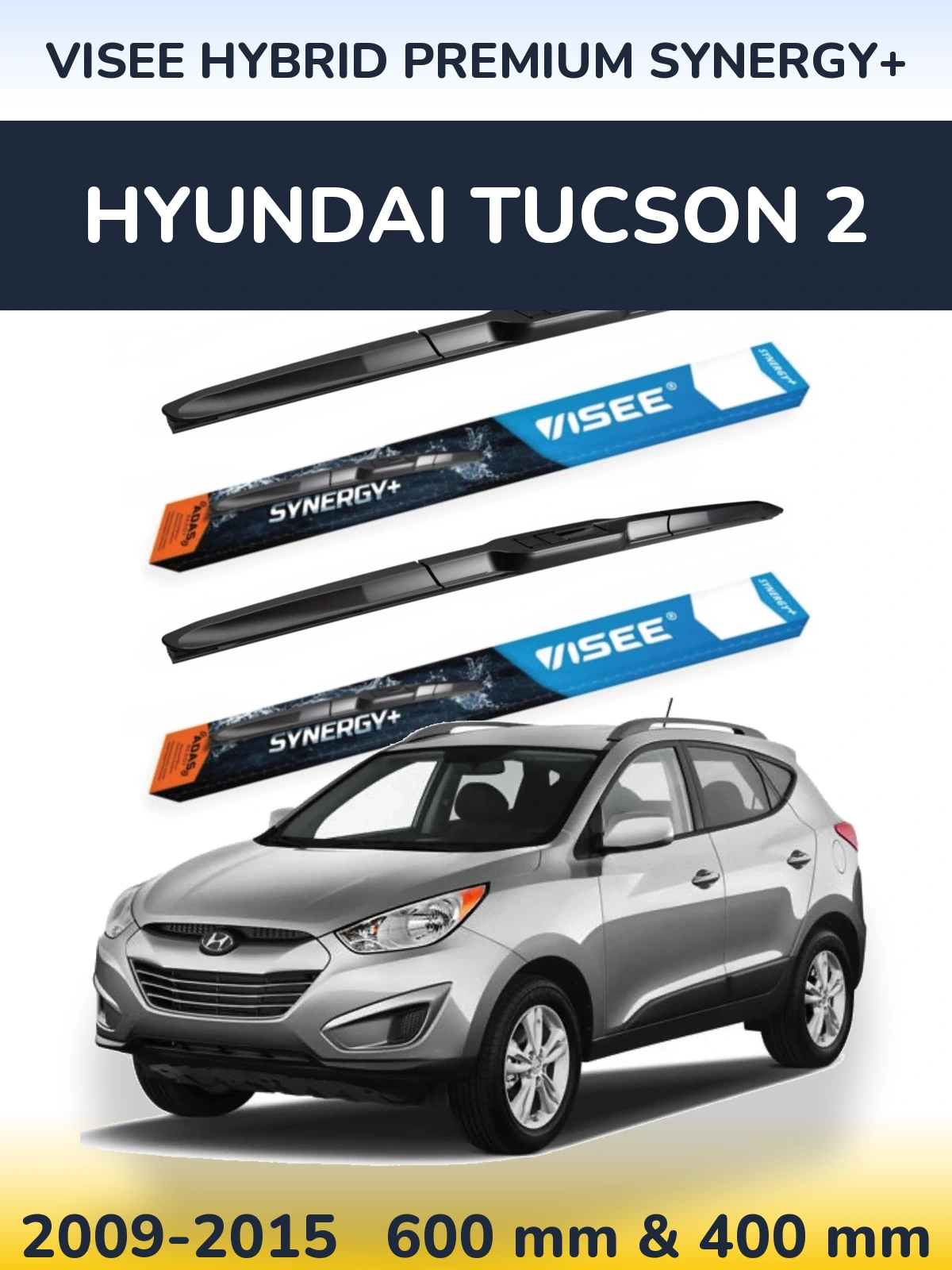 Комплект передних дворников VISEE HYBRID PREMIUM SYNERGY+ 600 & 400 мм для Hyundai Tucson 2 2009-2015
