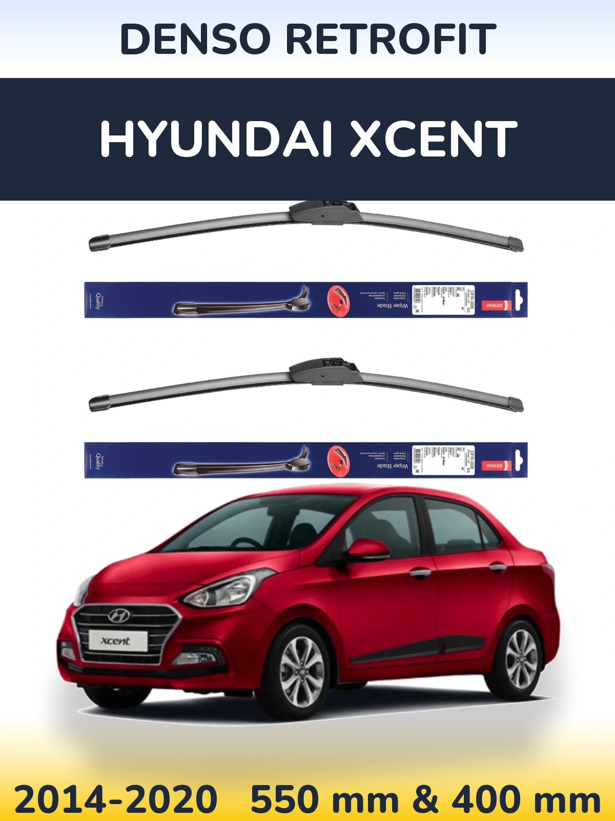 Комплект передних дворников Denso Retrofit 550 & 400 мм для Hyundai Xcent 2014-2020