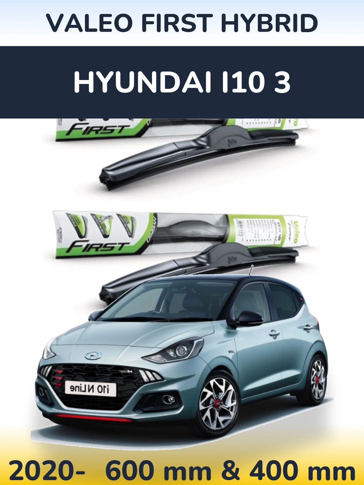 Комплект передних дворников Valeo First Hybrid 600 & 400 мм для Hyundai i10 3 2020-2026