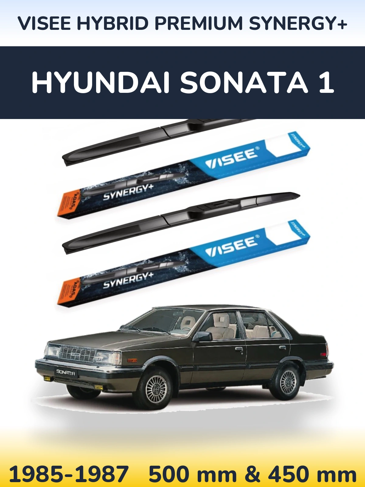 Komplet przednich wycieraczek VISEE HYBRID PREMIUM SYNERGY+ 500 & 450 mm do Hyundai Sonata 1 1985-1987