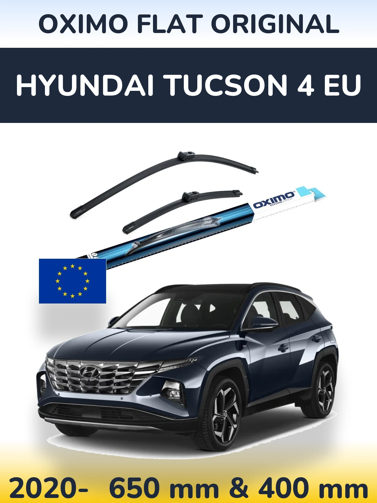 Комплект передних дворников Oximo Flat Original 650 & 400 мм для Hyundai Tucson 4 EU 2020-2026