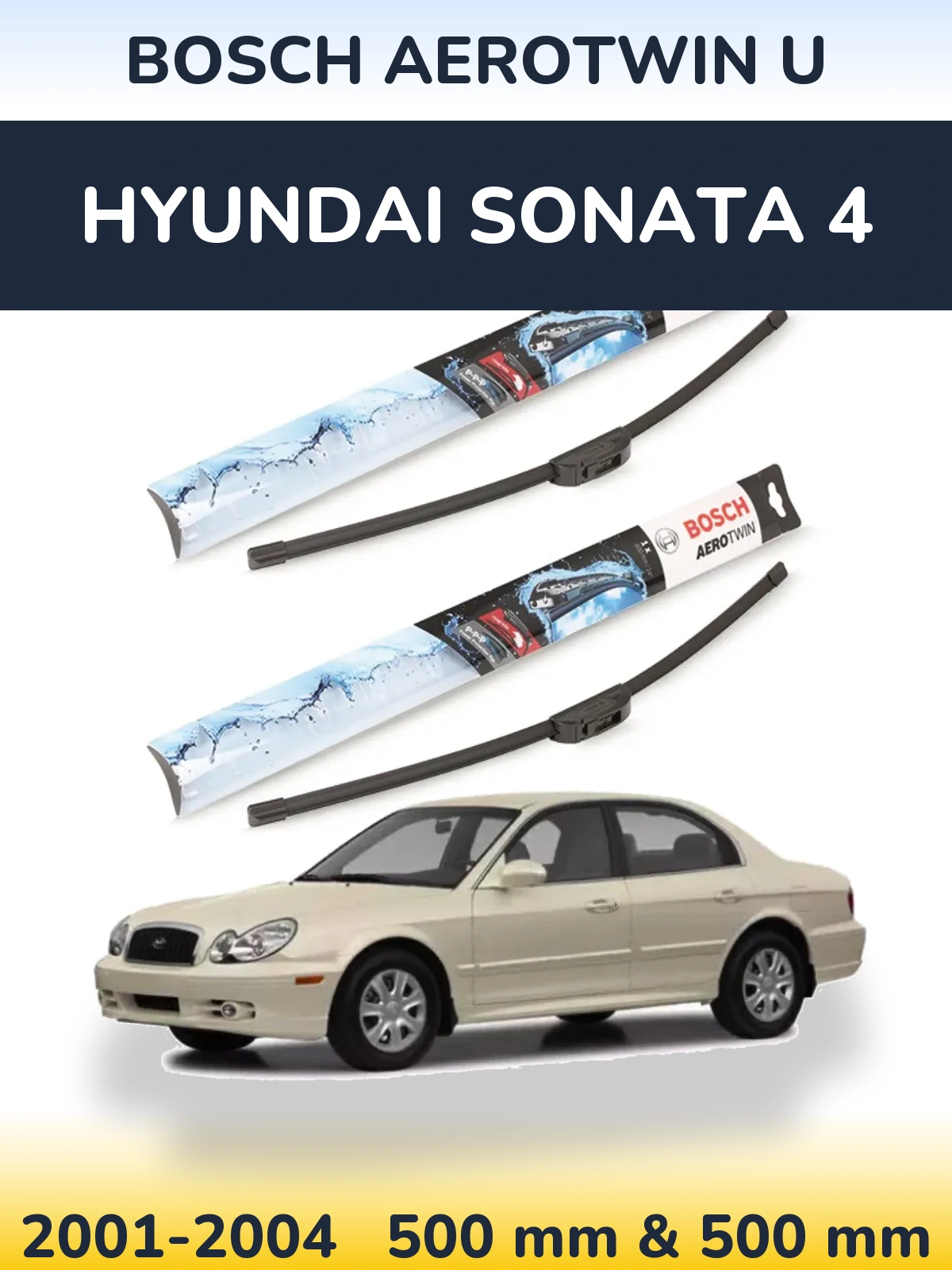 Komplet przednich wycieraczek BOSCH AeroTwin U 500 & 500 mm do Hyundai Sonata 4 2001-2004