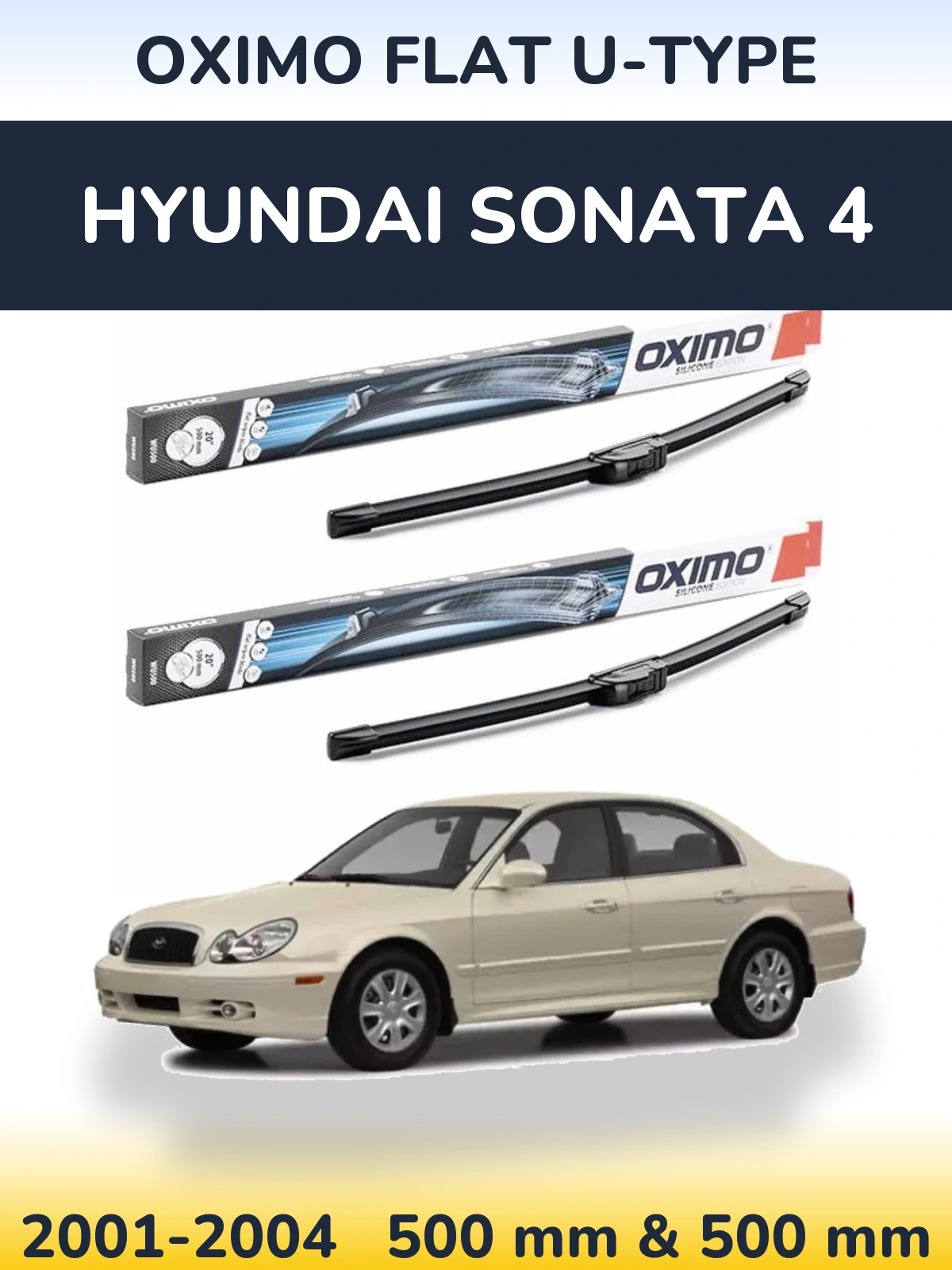 Комплект передних дворников Oximo Flat U-type 500 & 500 мм для Hyundai Sonata 4 2001-2004