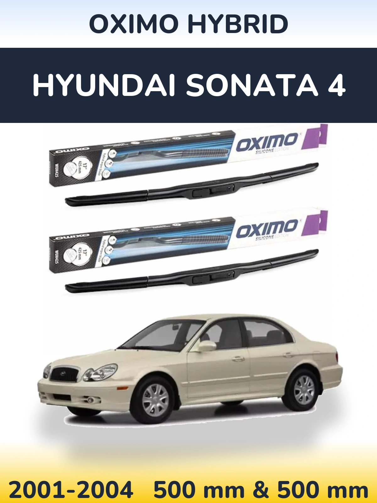 Комплект передних дворников Oximo Hybrid 500 & 500 мм для Hyundai Sonata 4 2001-2004